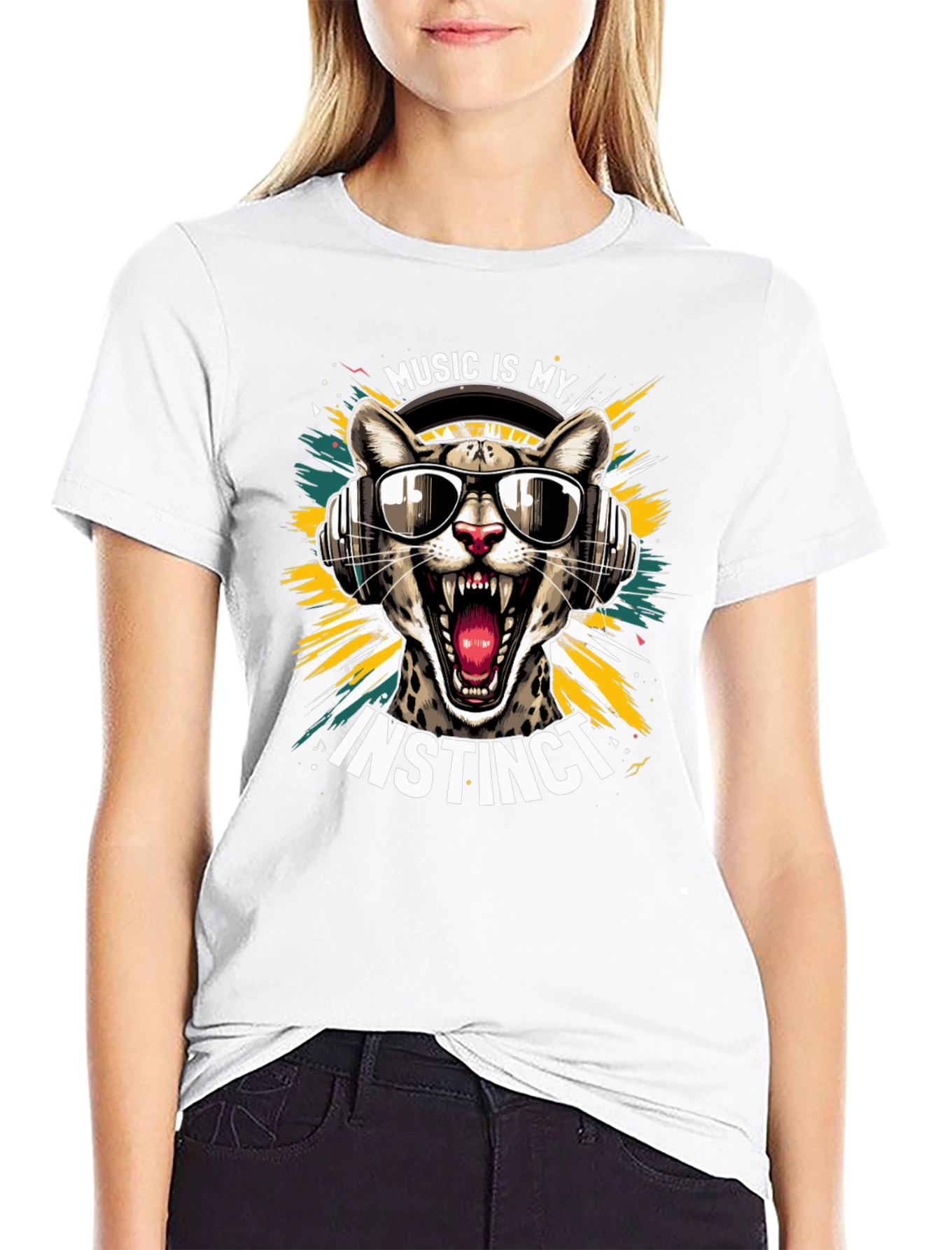 Music Instinct T-Shirt Cool Cat Design
