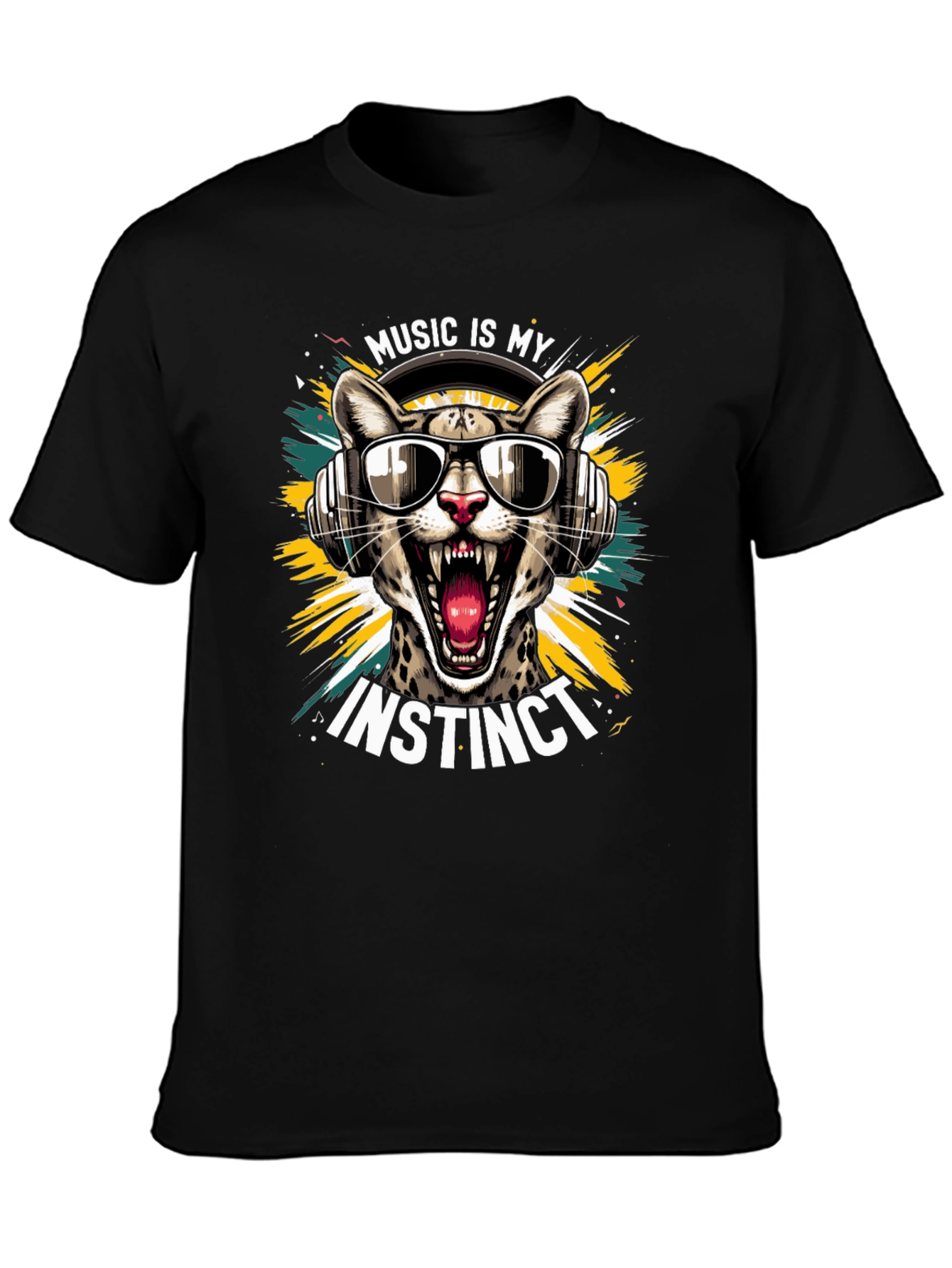 Music Instinct T-Shirt Cool Cat Design