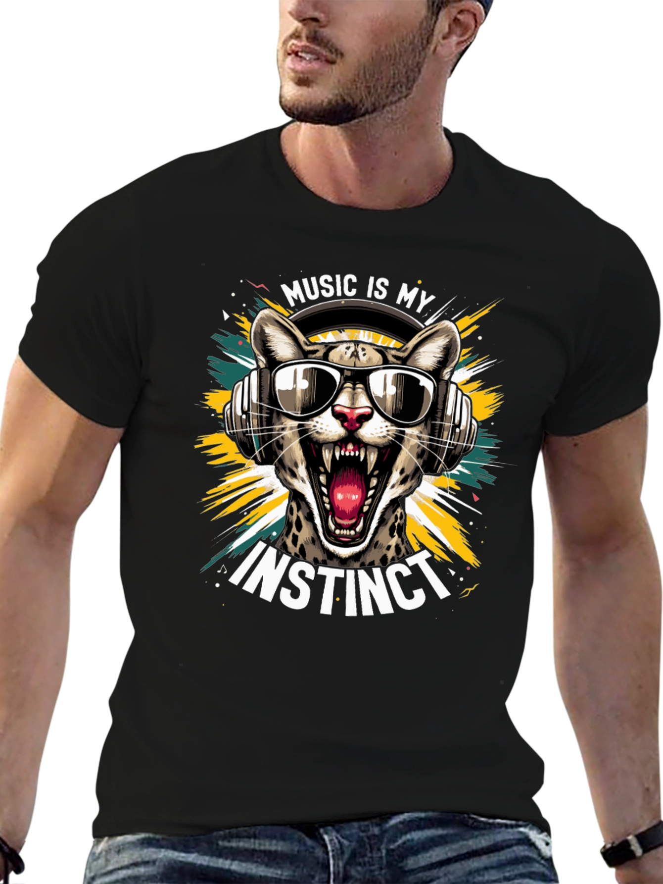 Music Instinct T-Shirt Cool Cat Design
