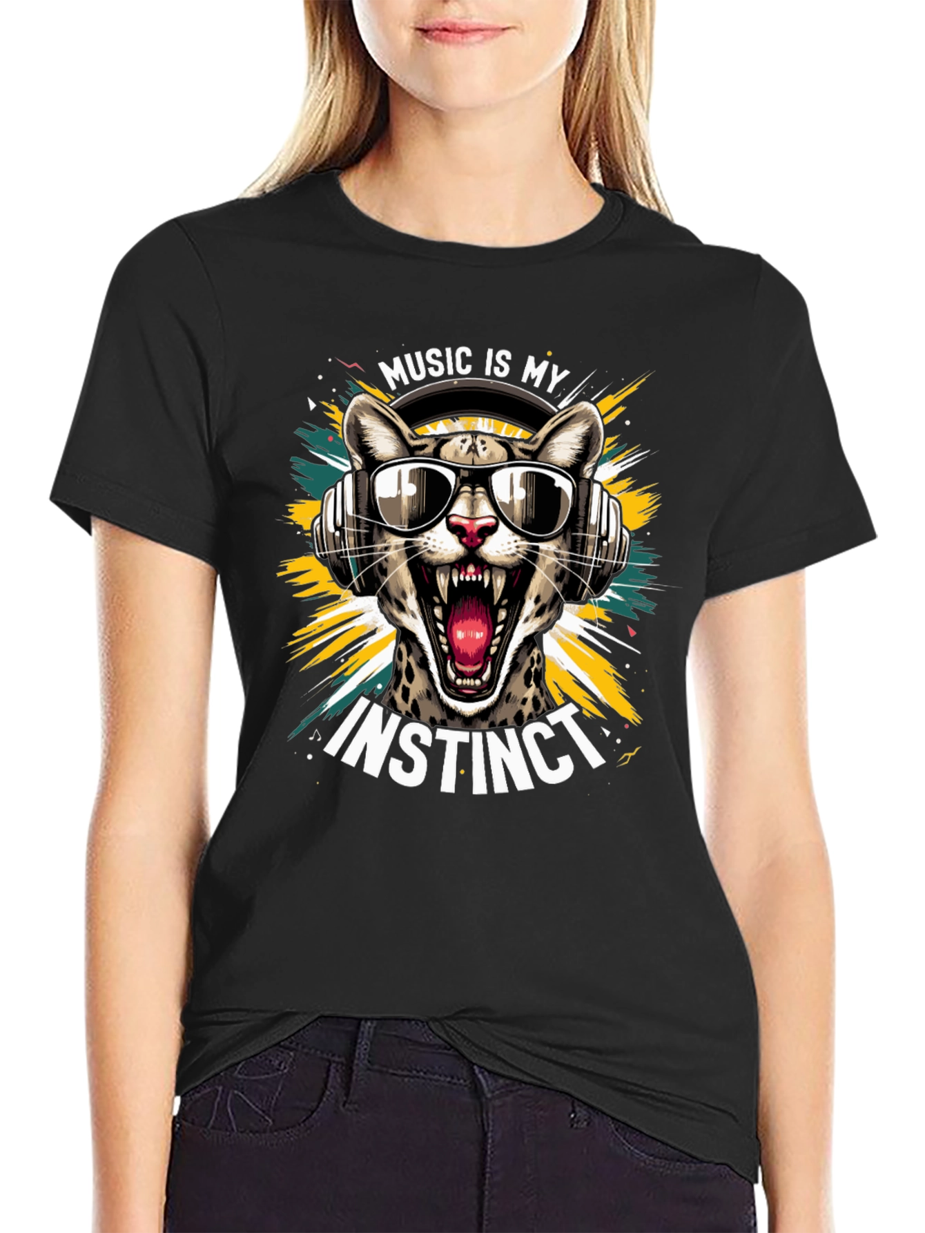 Music Instinct T-Shirt Cool Cat Design
