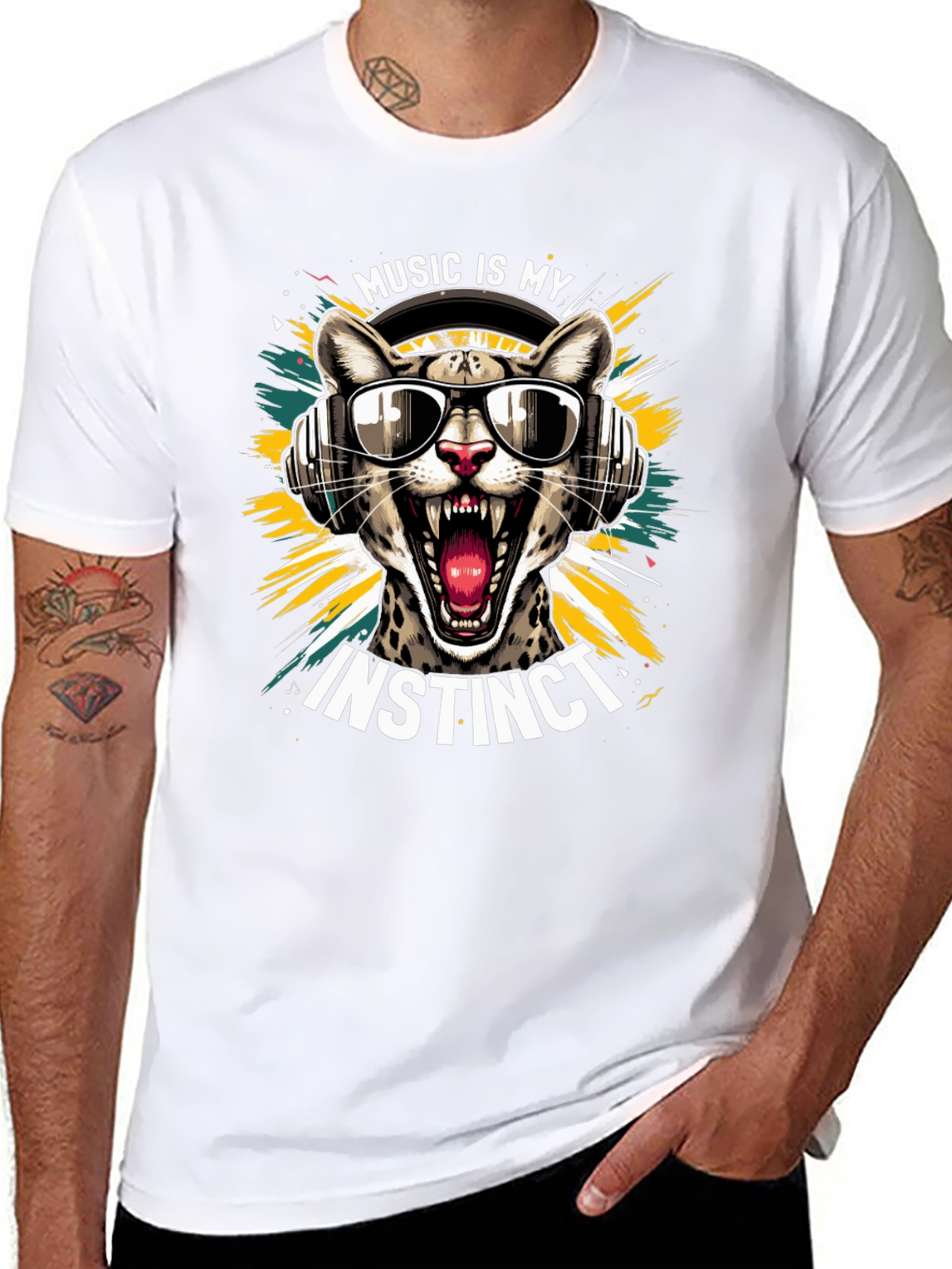 Music Instinct T-Shirt Cool Cat Design