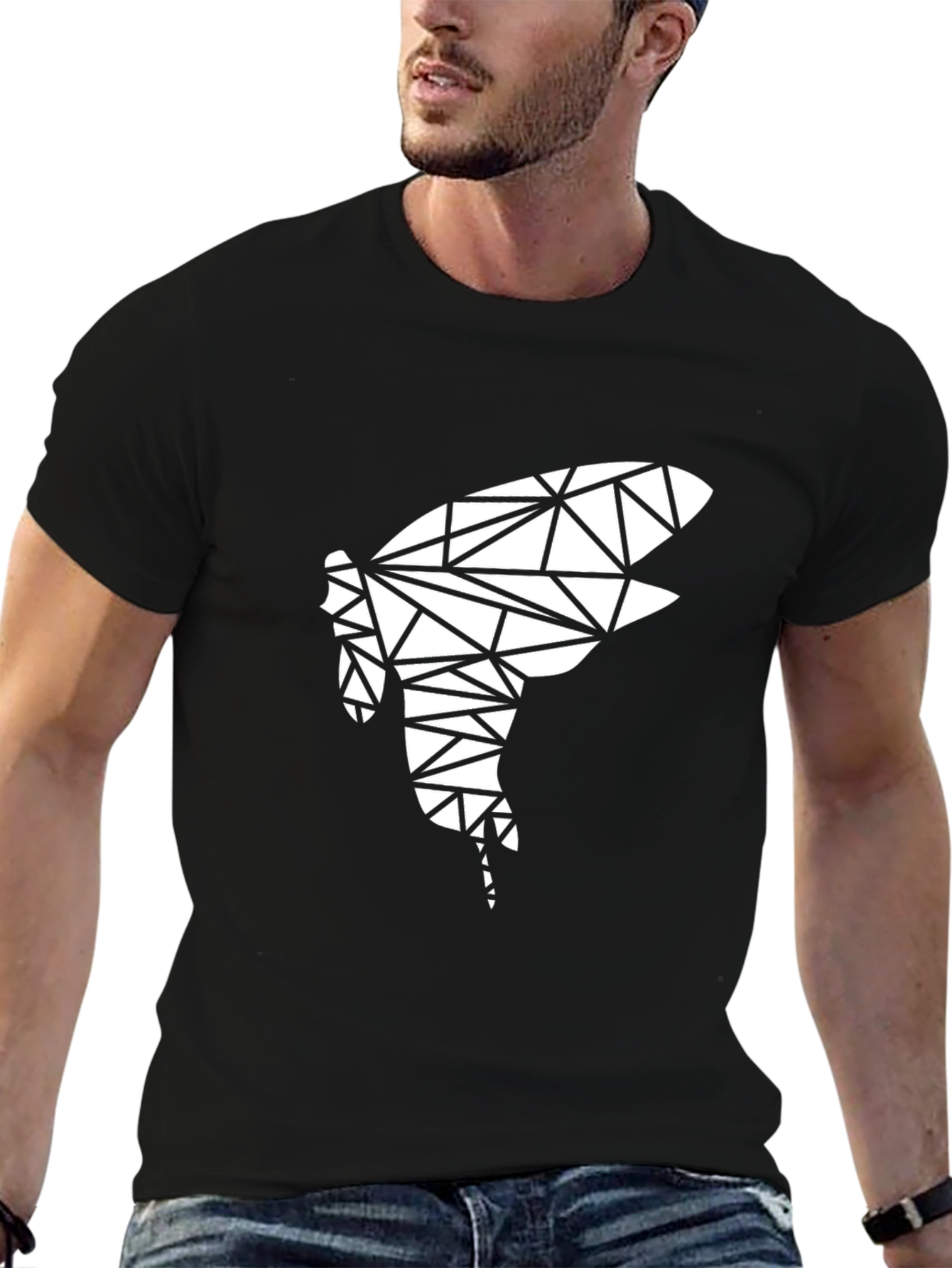 Geometric Shark Tee - Modern Black T-Shirt