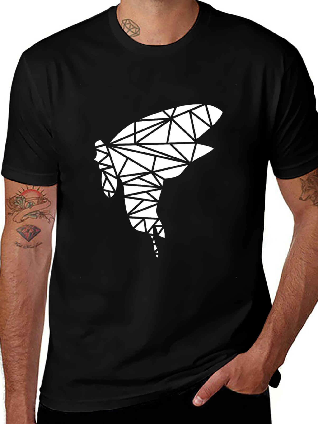 Geometric Shark Tee - Modern Black T-Shirt