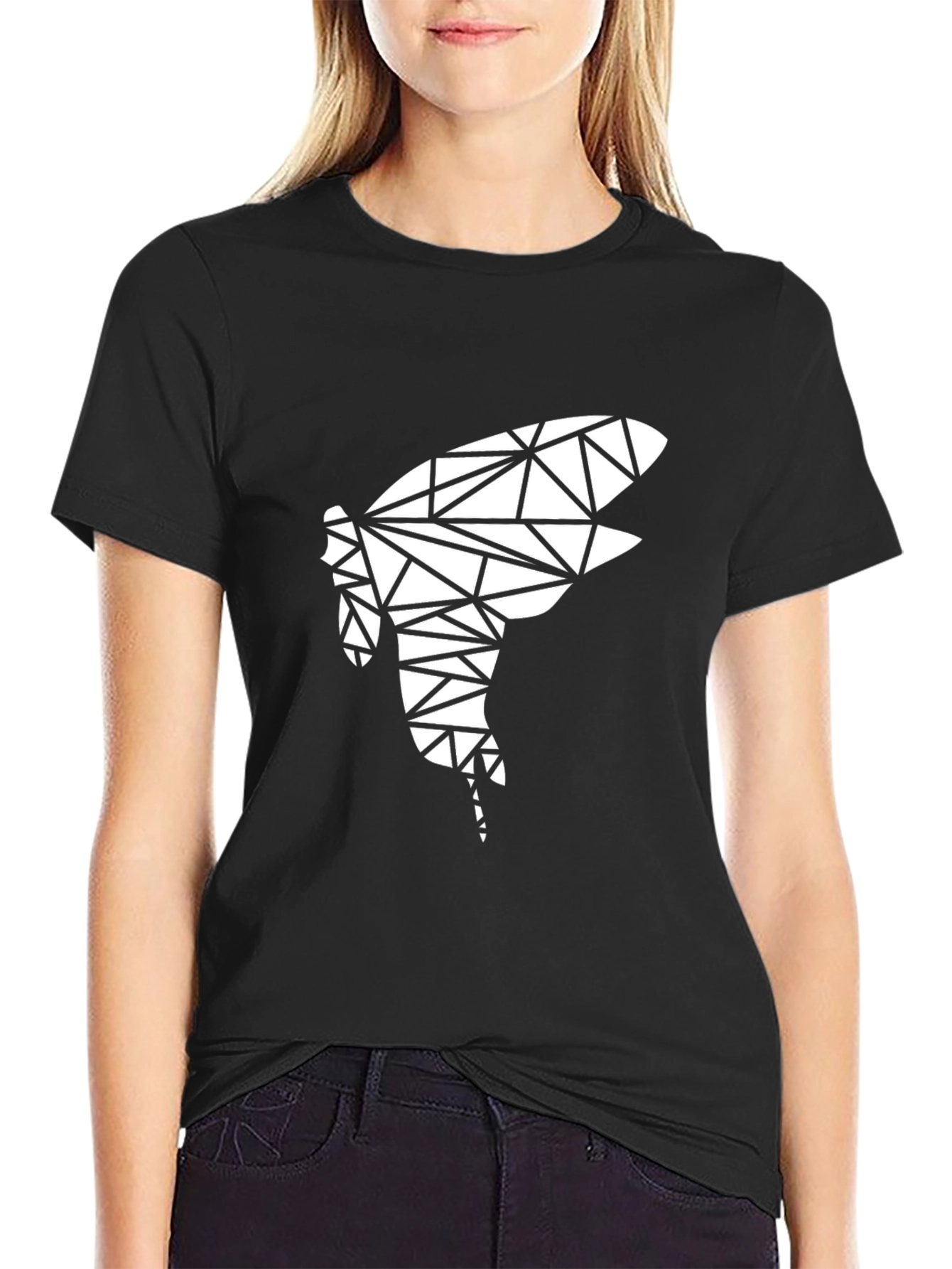 Geometric Shark Tee - Modern Black T-Shirt