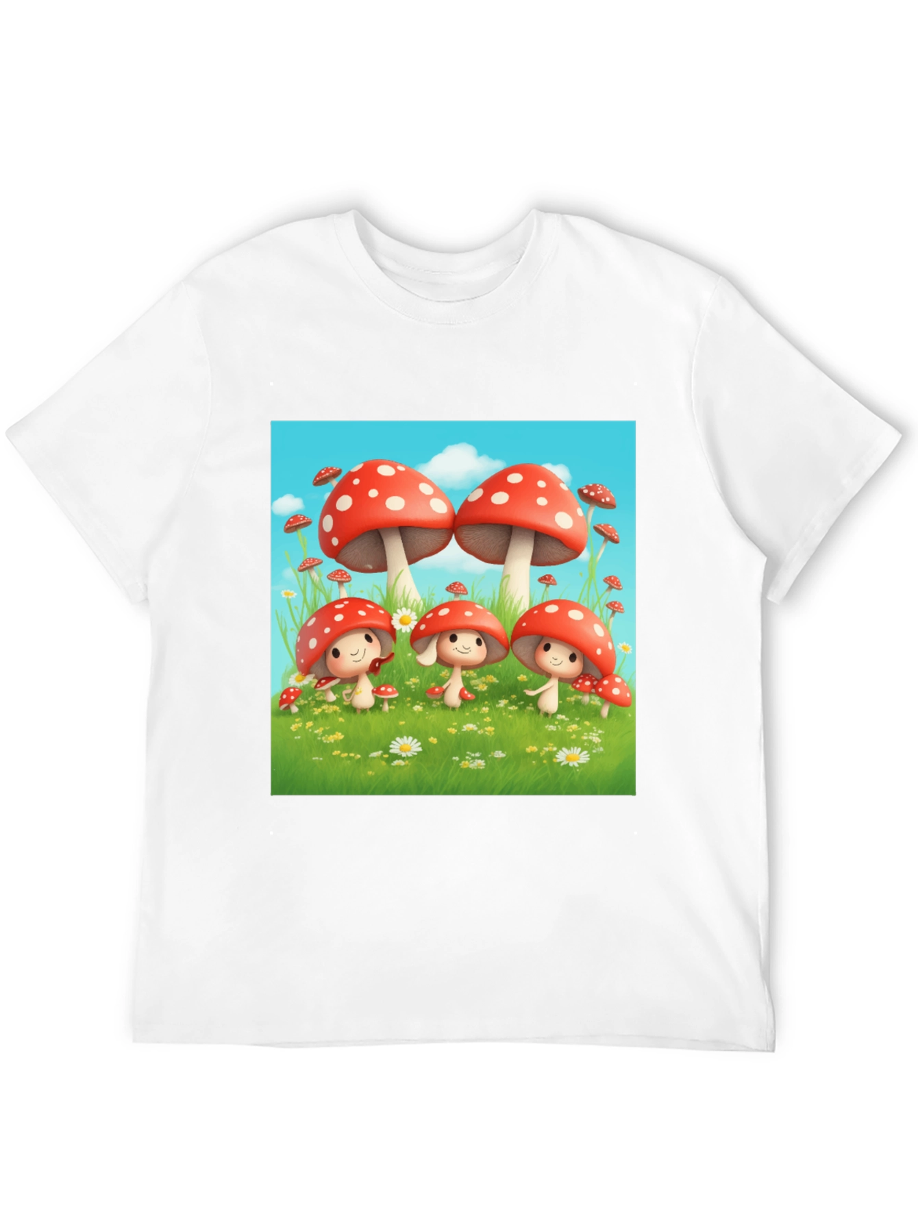 Mushroom Crew Graphic Tee - Black Cotton Shirt