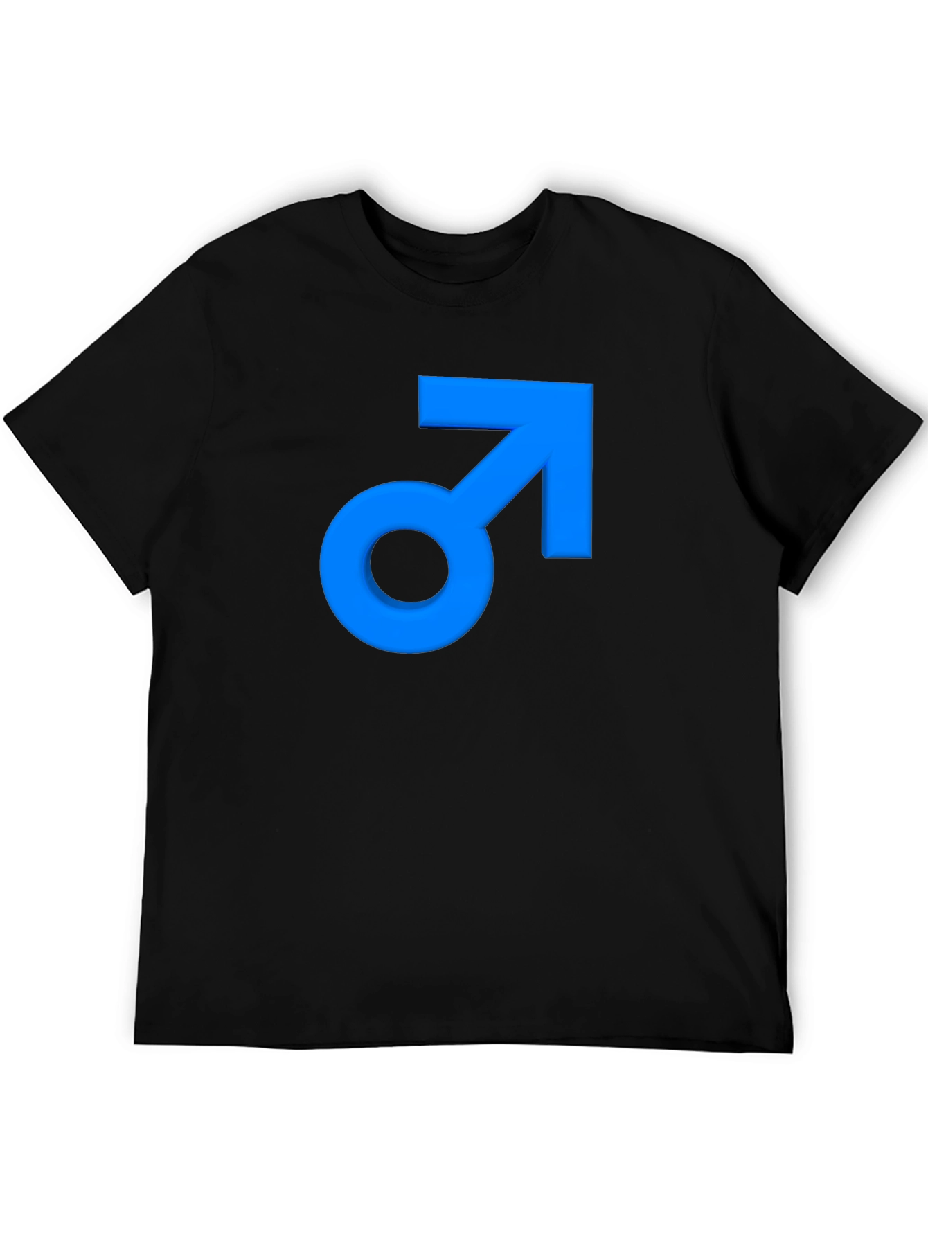 Mens Black T-Shirt with Blue Male Symbol Graphic