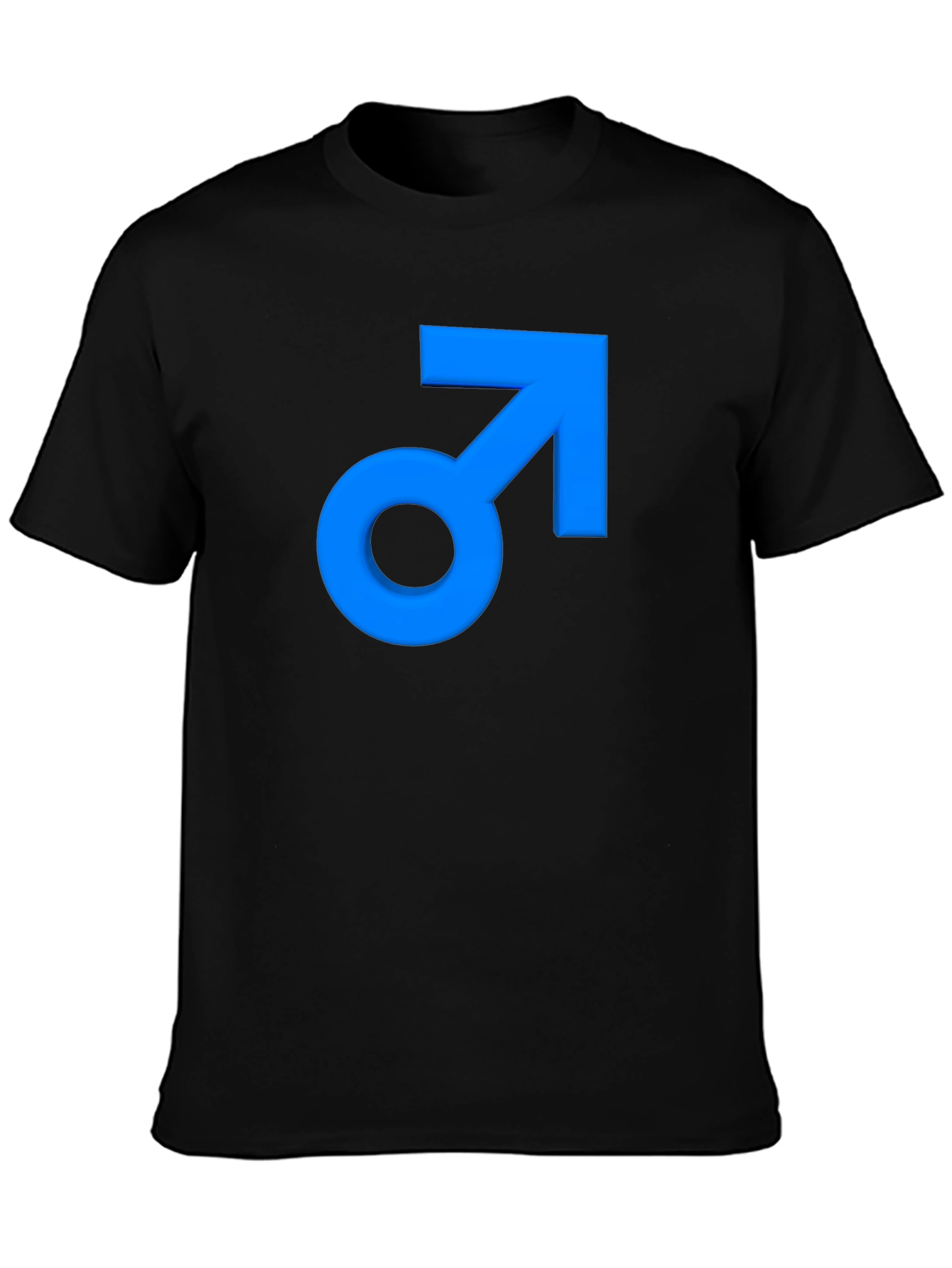 Mens Black T-Shirt with Blue Male Symbol Graphic