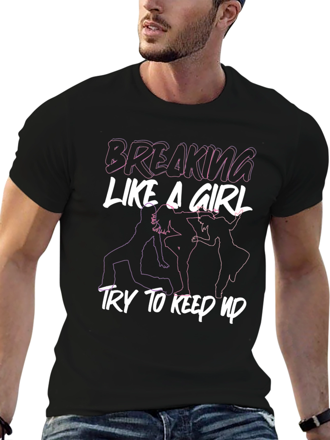 Breaking Like A Girl Graphic Tee - Black