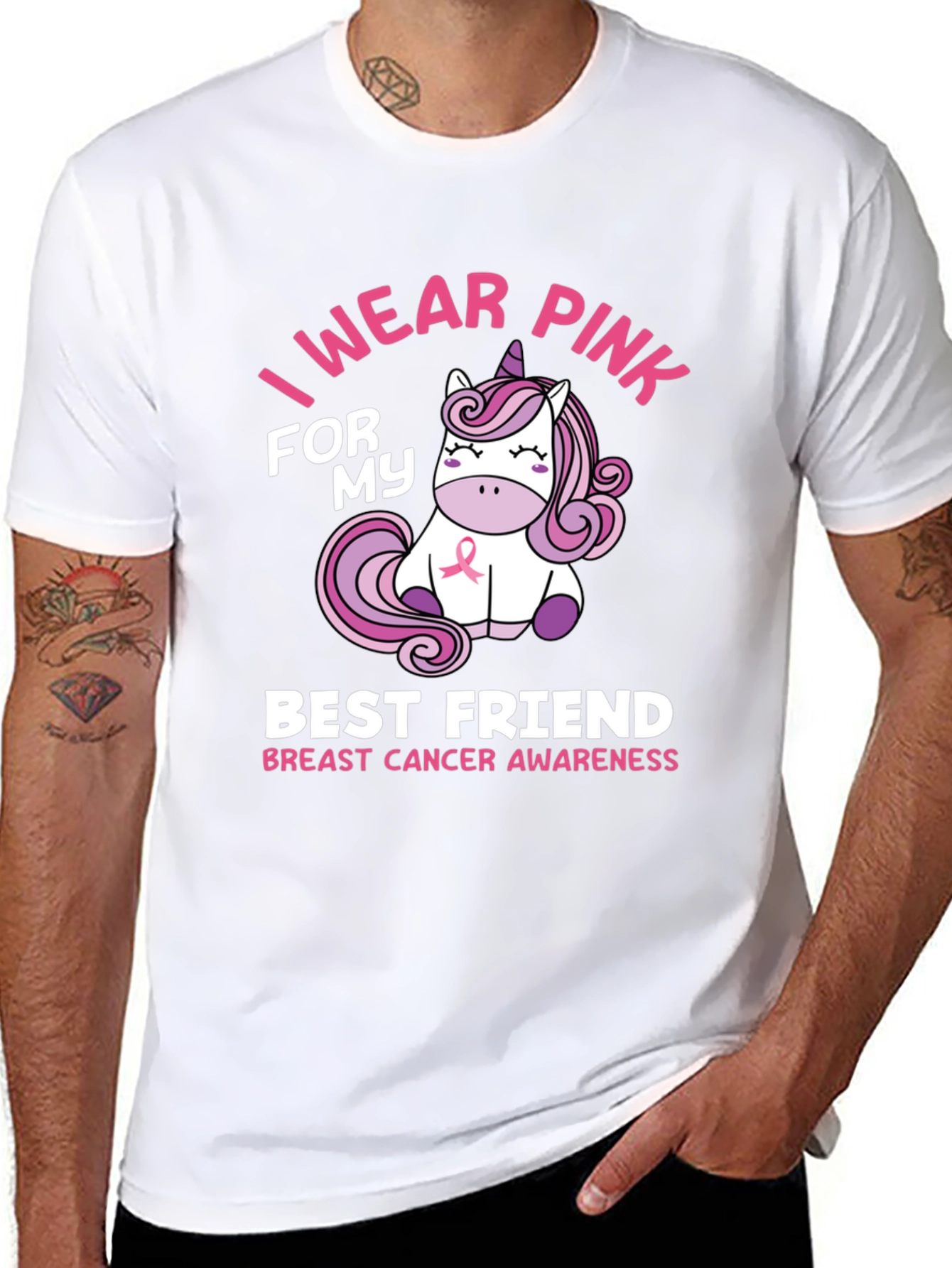 Pink Unicorn Breast Cancer Awareness T-Shirt