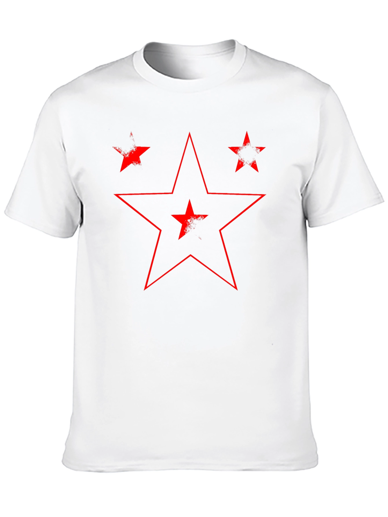 Distressed Red Star Graphic Black T-Shirt