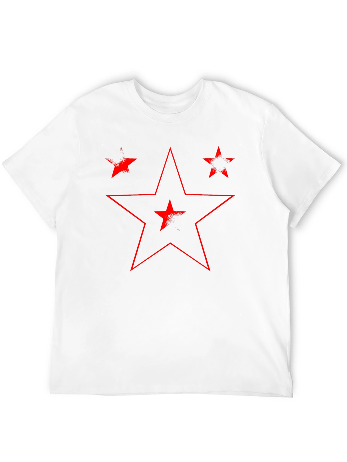 Distressed Red Star Graphic Black T-Shirt