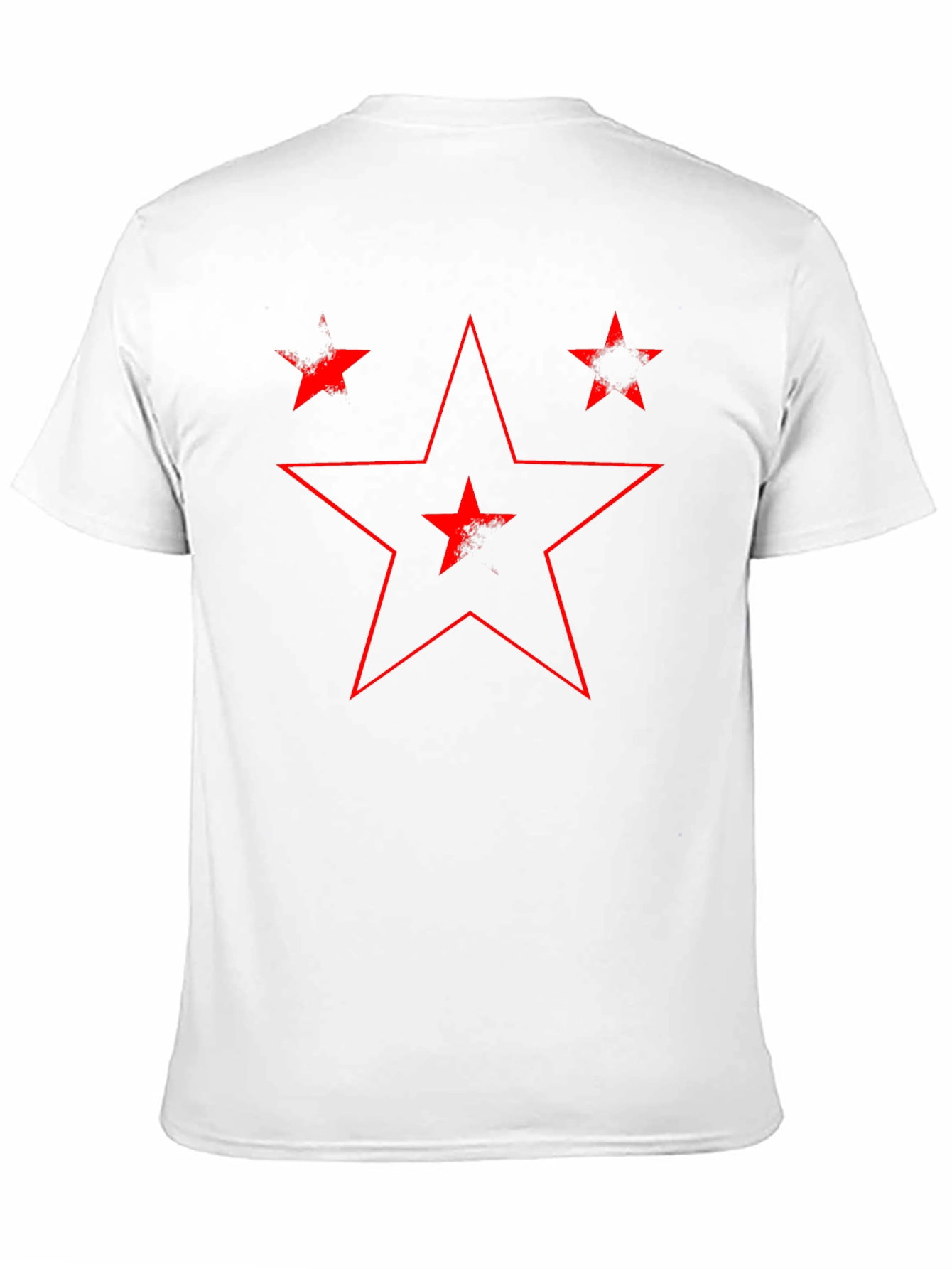 Distressed Red Star Graphic Black T-Shirt