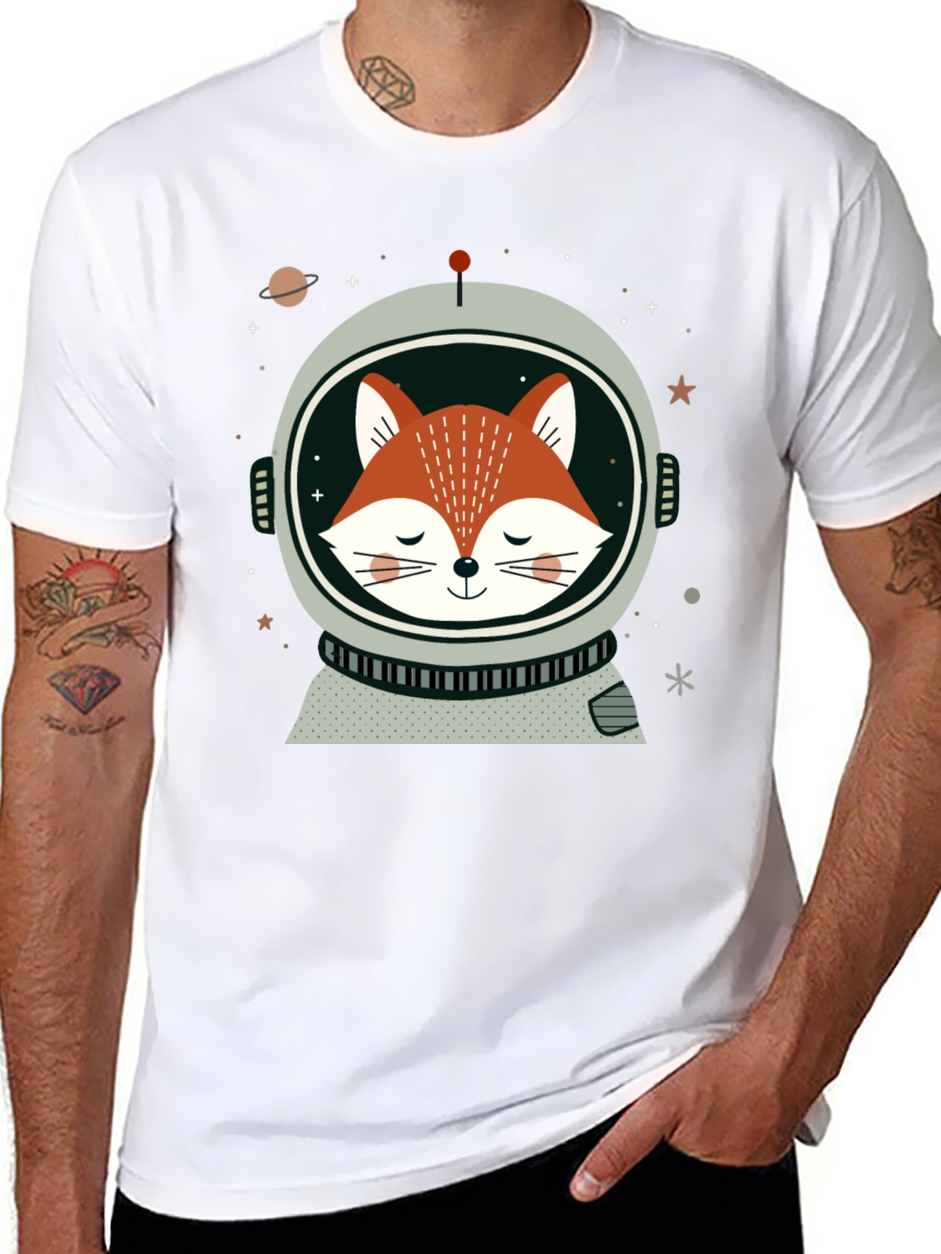 Astronaut Fox Graphic T-Shirt