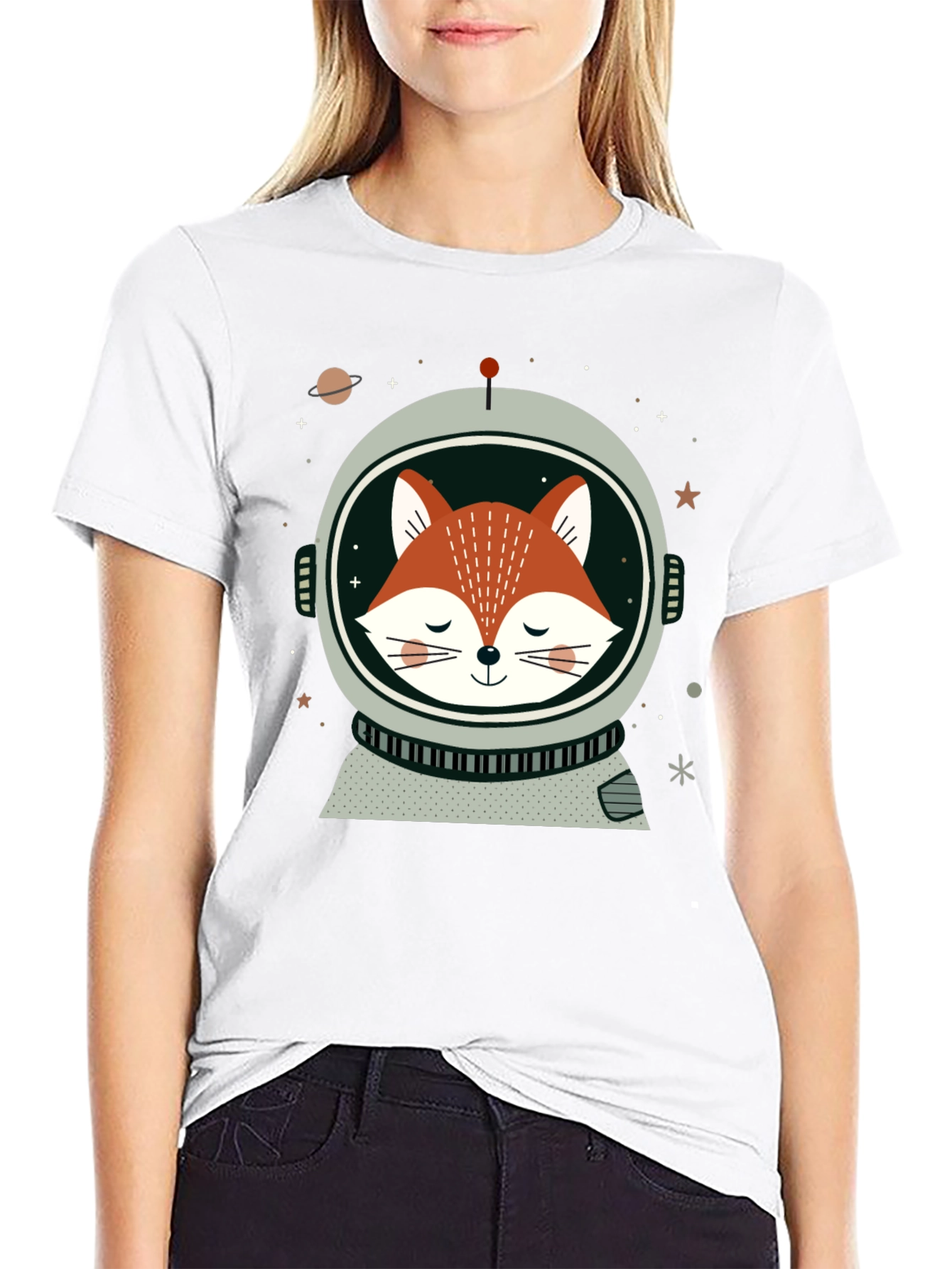 Astronaut Fox Graphic T-Shirt