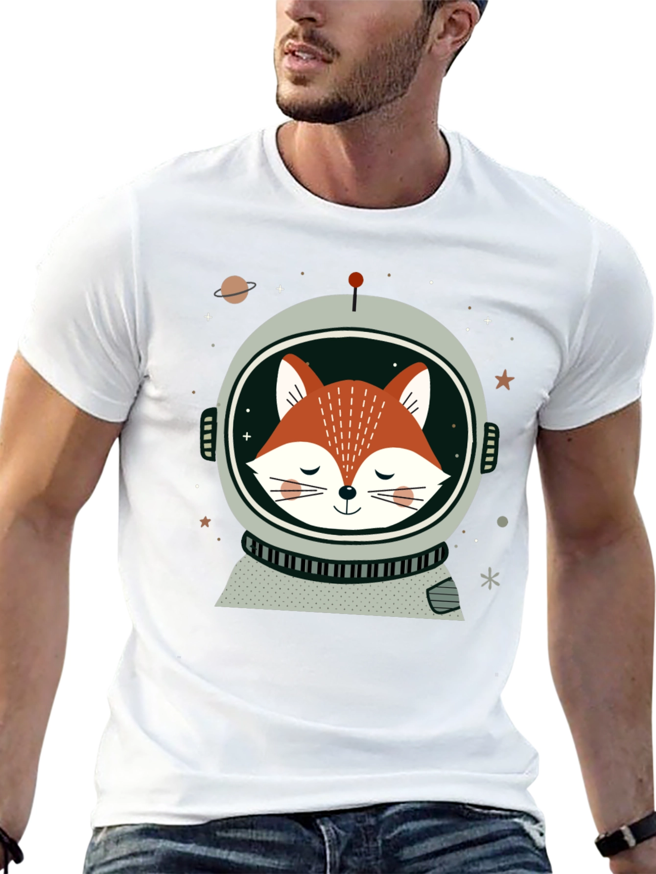 Astronaut Fox Graphic T-Shirt