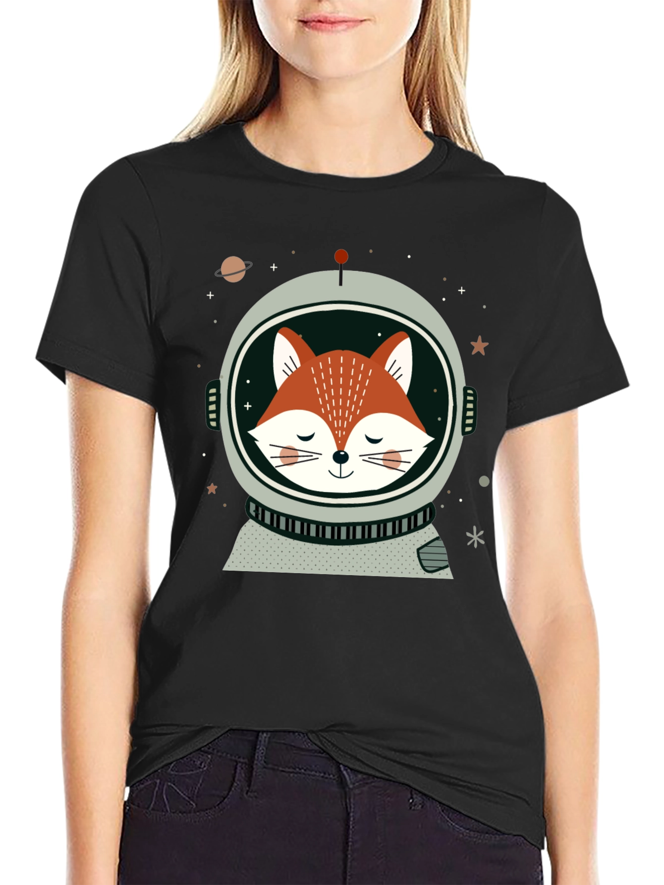 Astronaut Fox Graphic T-Shirt