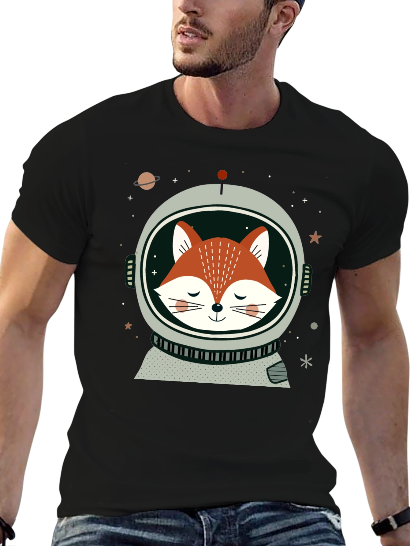 Astronaut Fox Graphic T-Shirt