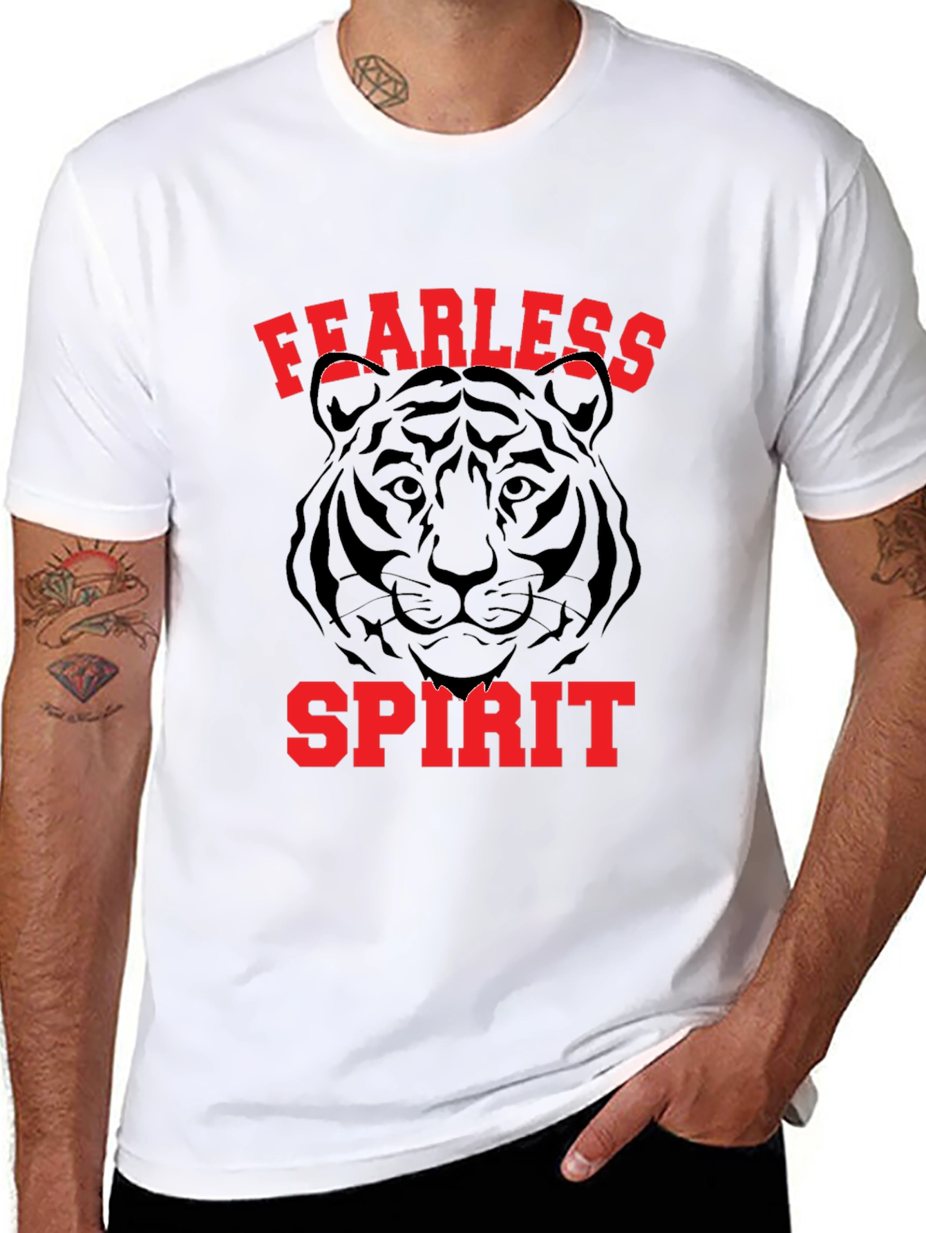 Fearless Spirit Tiger Graphic T-Shirt - Bold Black Tee