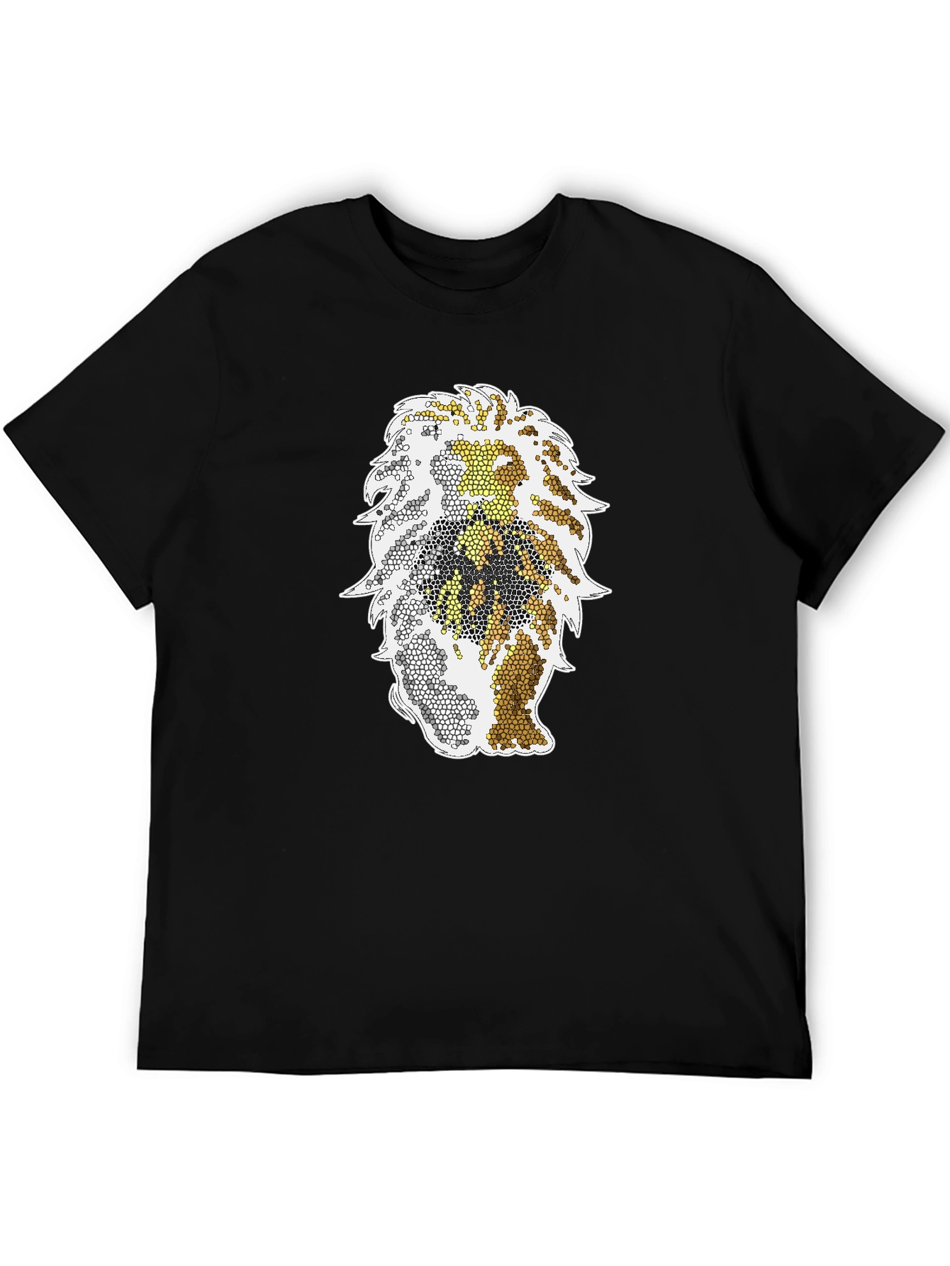 Mosaic Lion Graphic Tee - Stylish Black T-Shirt
