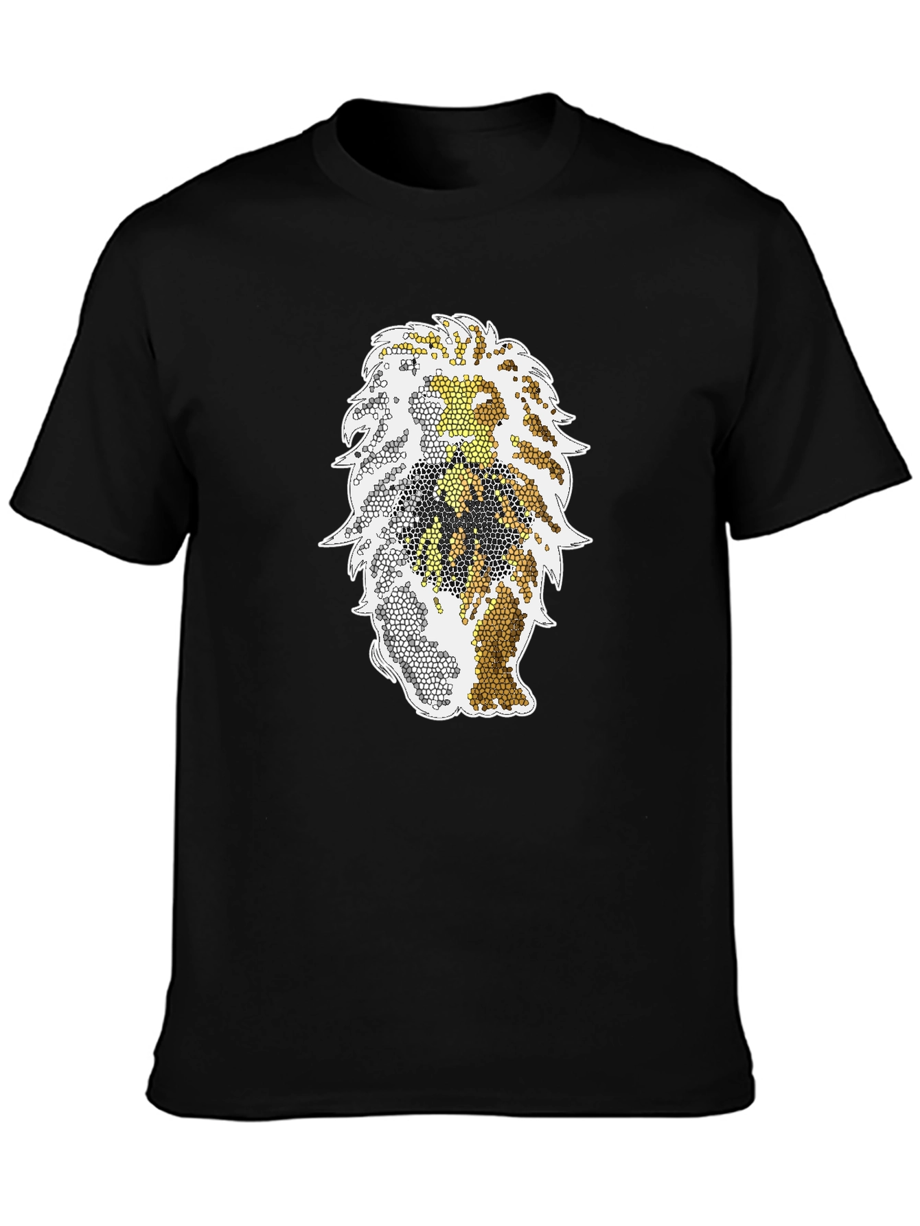 Mosaic Lion Graphic Tee - Stylish Black T-Shirt