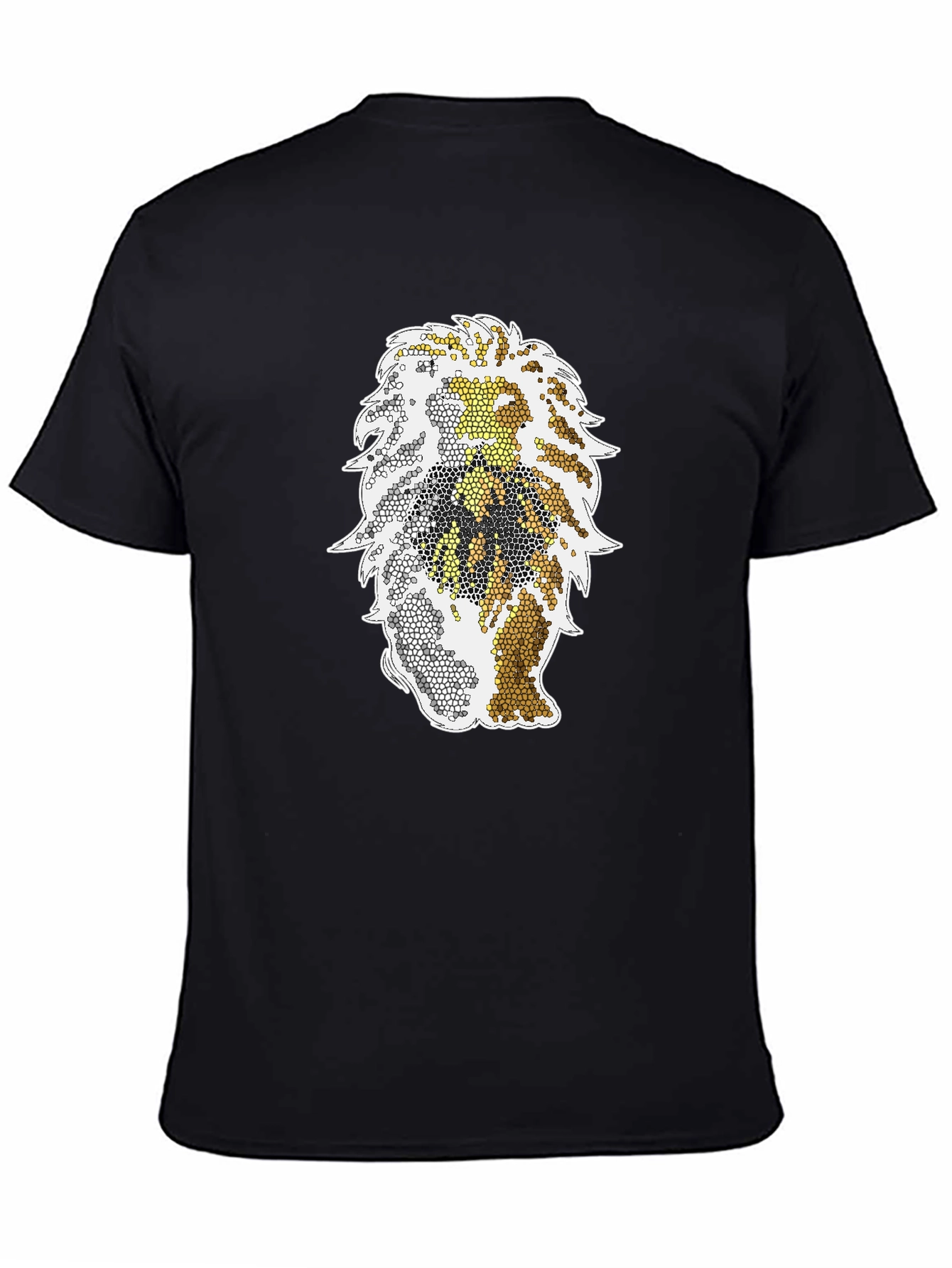 Mosaic Lion Graphic Tee - Stylish Black T-Shirt
