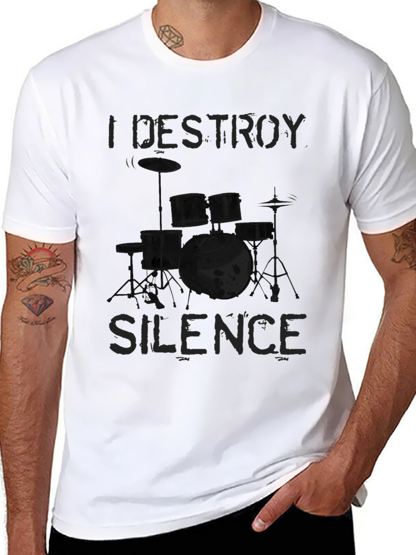 I Destroy Silence Graphic T-Shirt - Drummer Tee