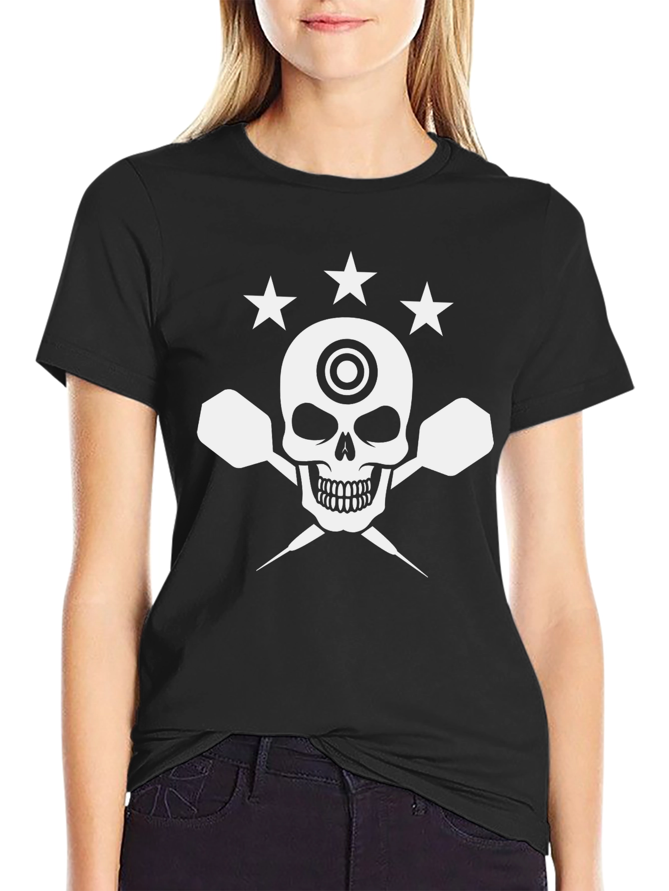 Dart Skull T-Shirt - Black Cotton Graphic Tee