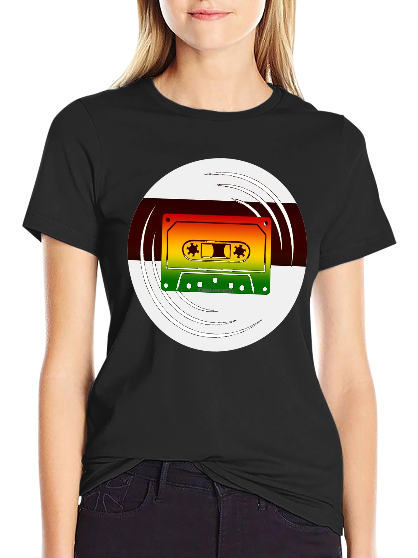 Retro Cassette Graphic T-Shirt - Black
