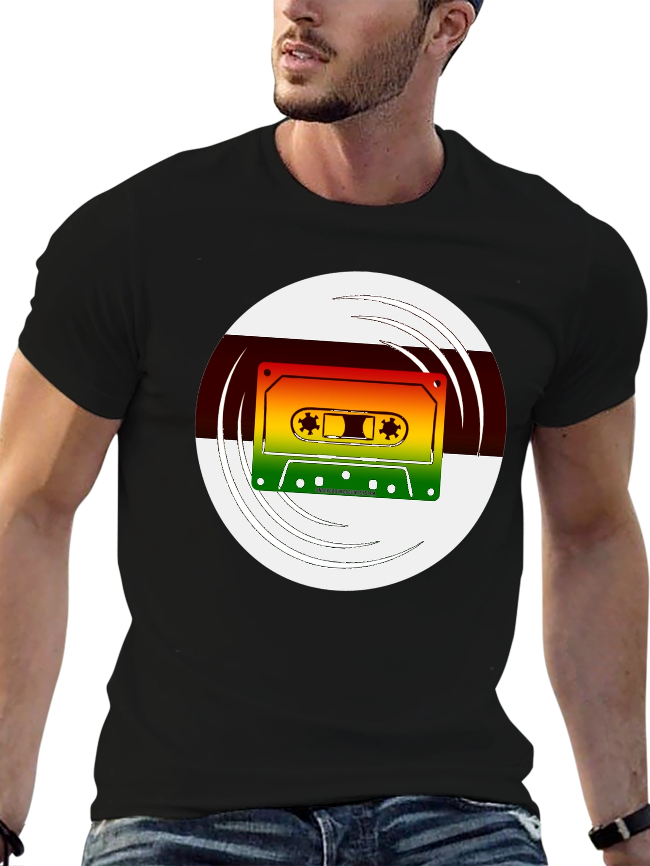 Retro Cassette Graphic T-Shirt - Black