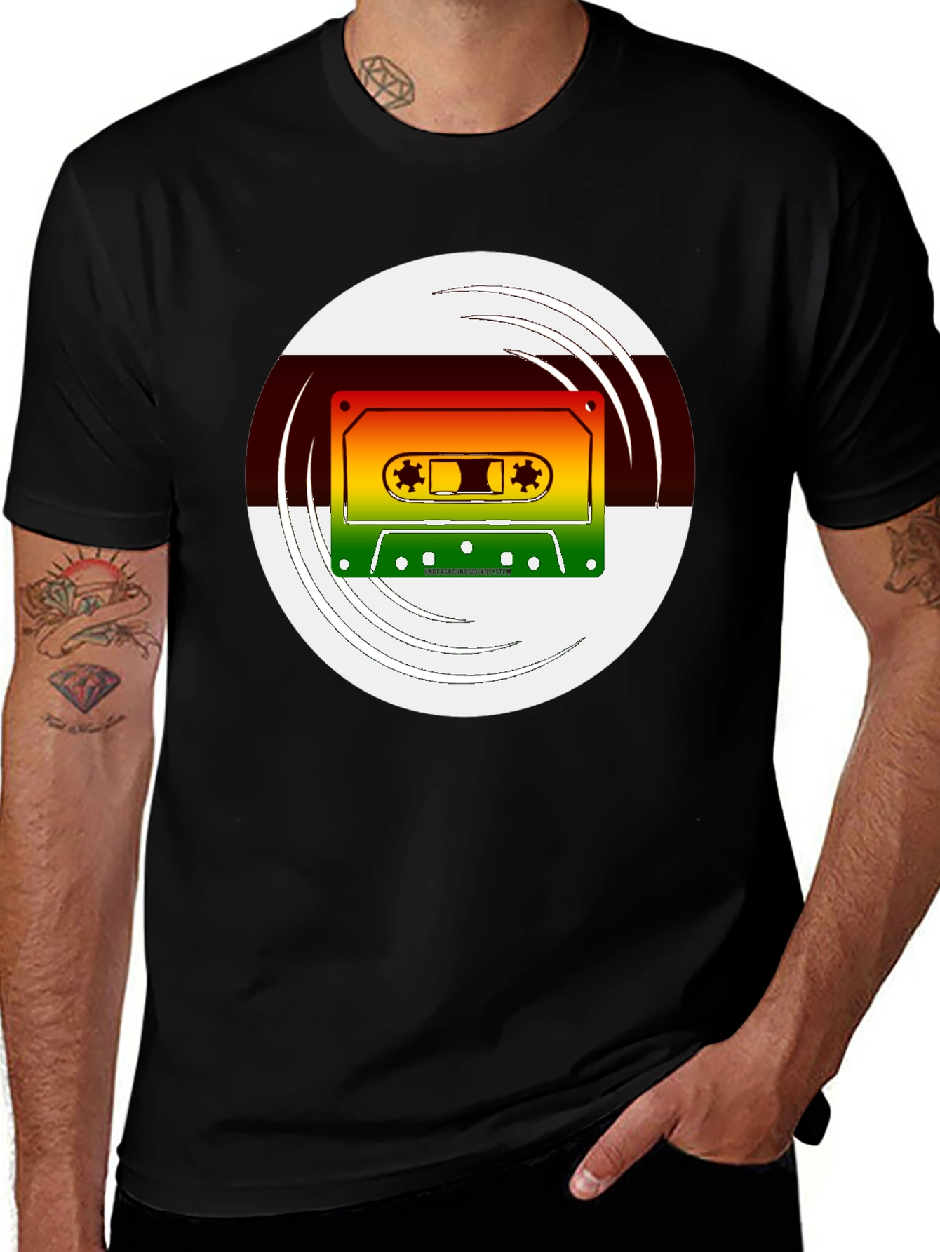 Retro Cassette Graphic T-Shirt - Black