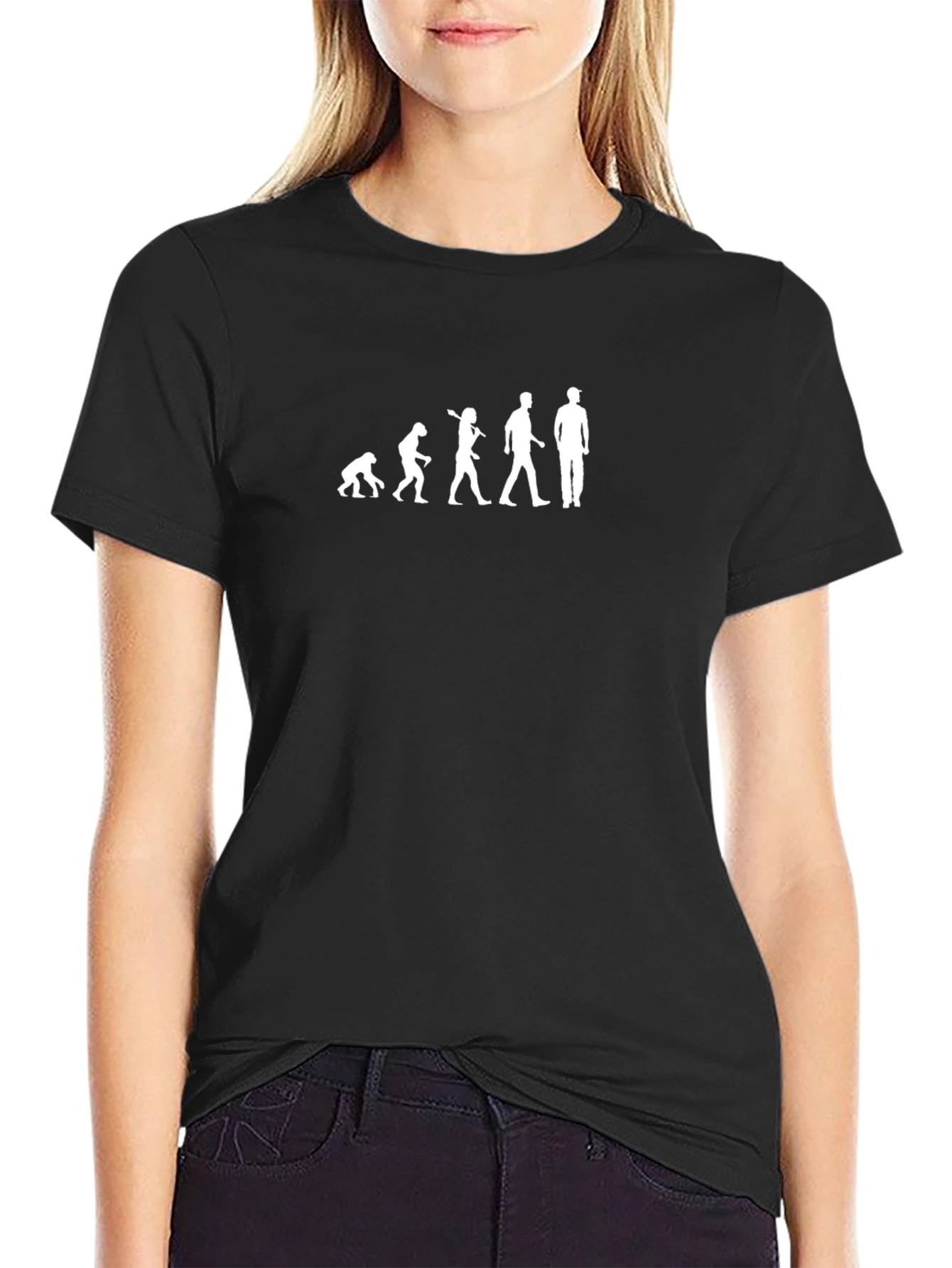 Evolution Of Man Black Graphic T-Shirt