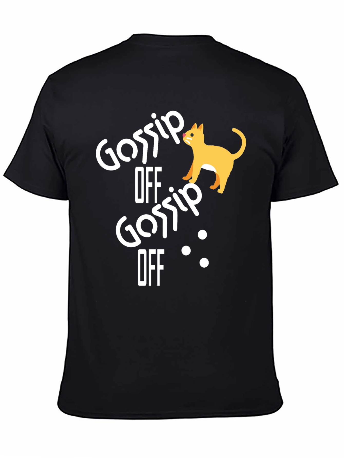 Gossip Off Cat Graphic Tee - Unisex Black T-Shirt