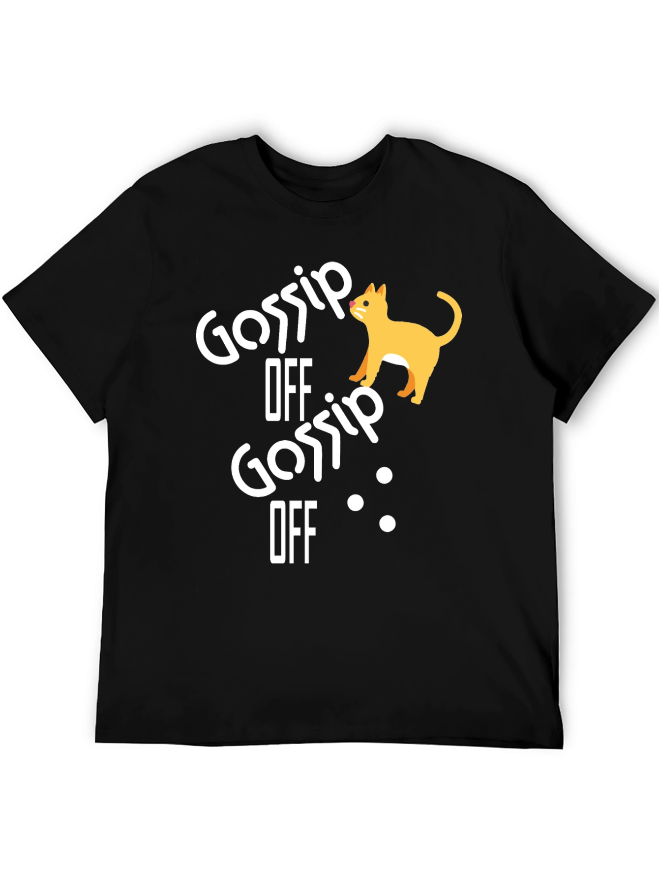 Gossip Off Cat Graphic Tee - Unisex Black T-Shirt