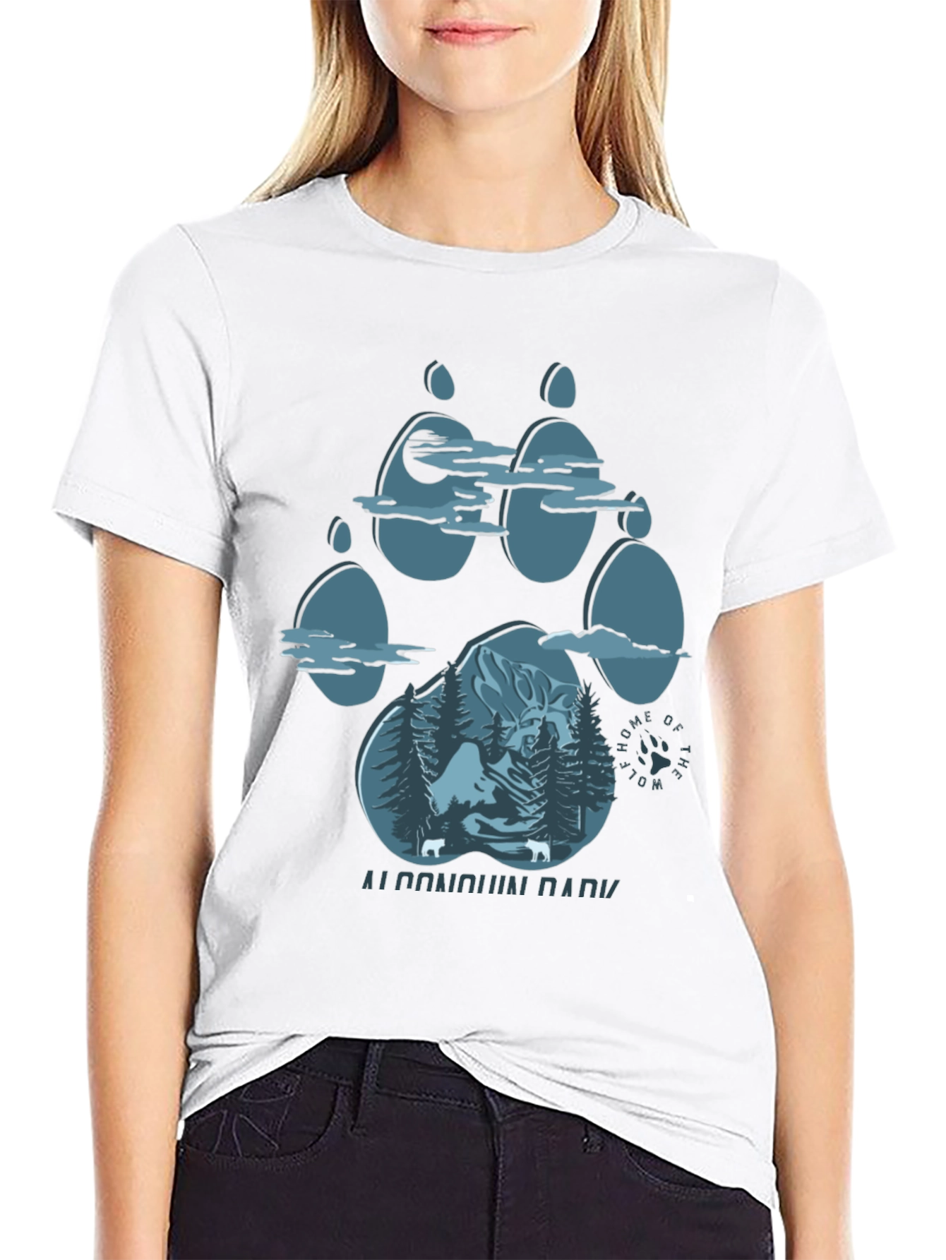 Algonquin Park Wolf Paw Print T-Shirt