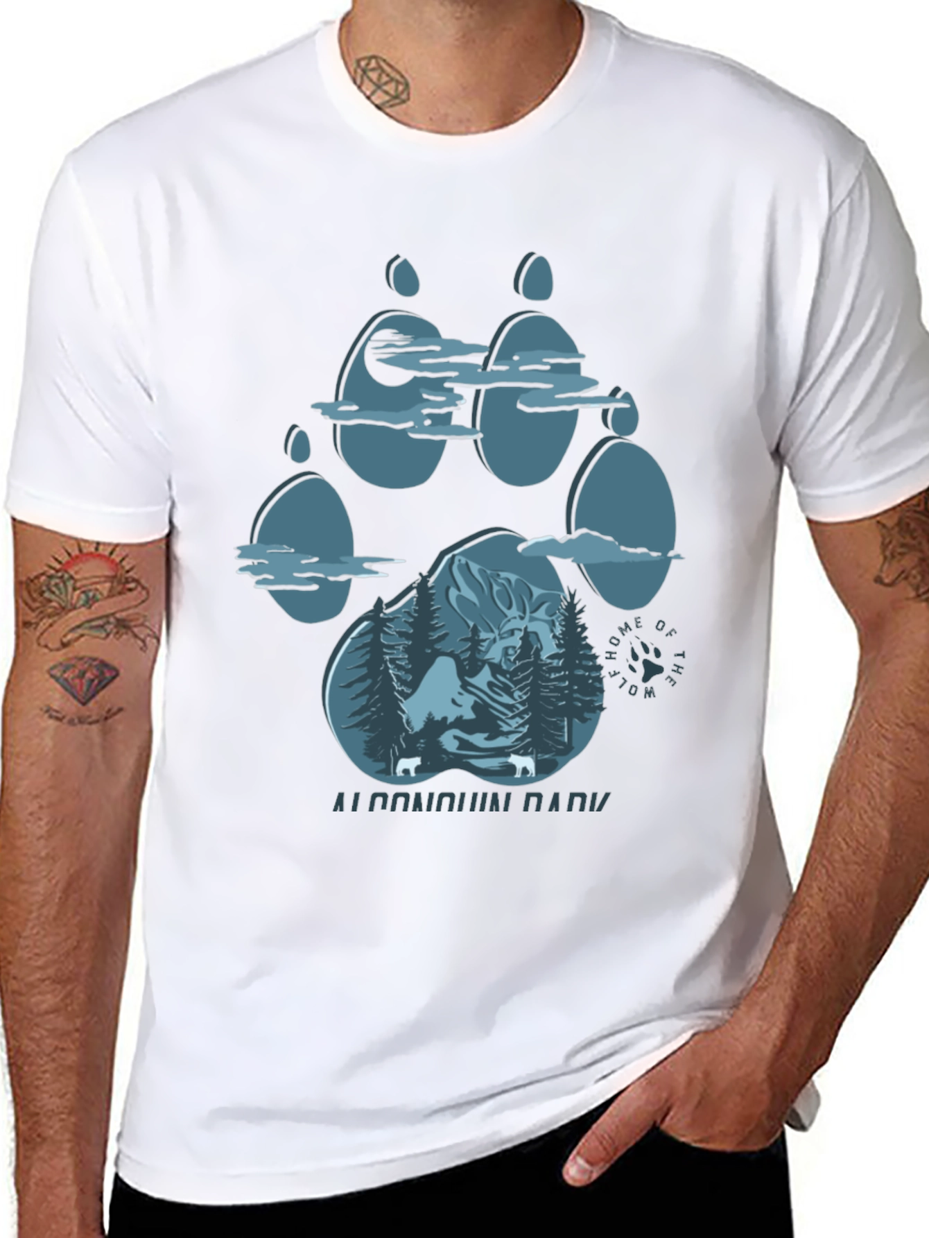 Algonquin Park Wolf Paw Print T-Shirt