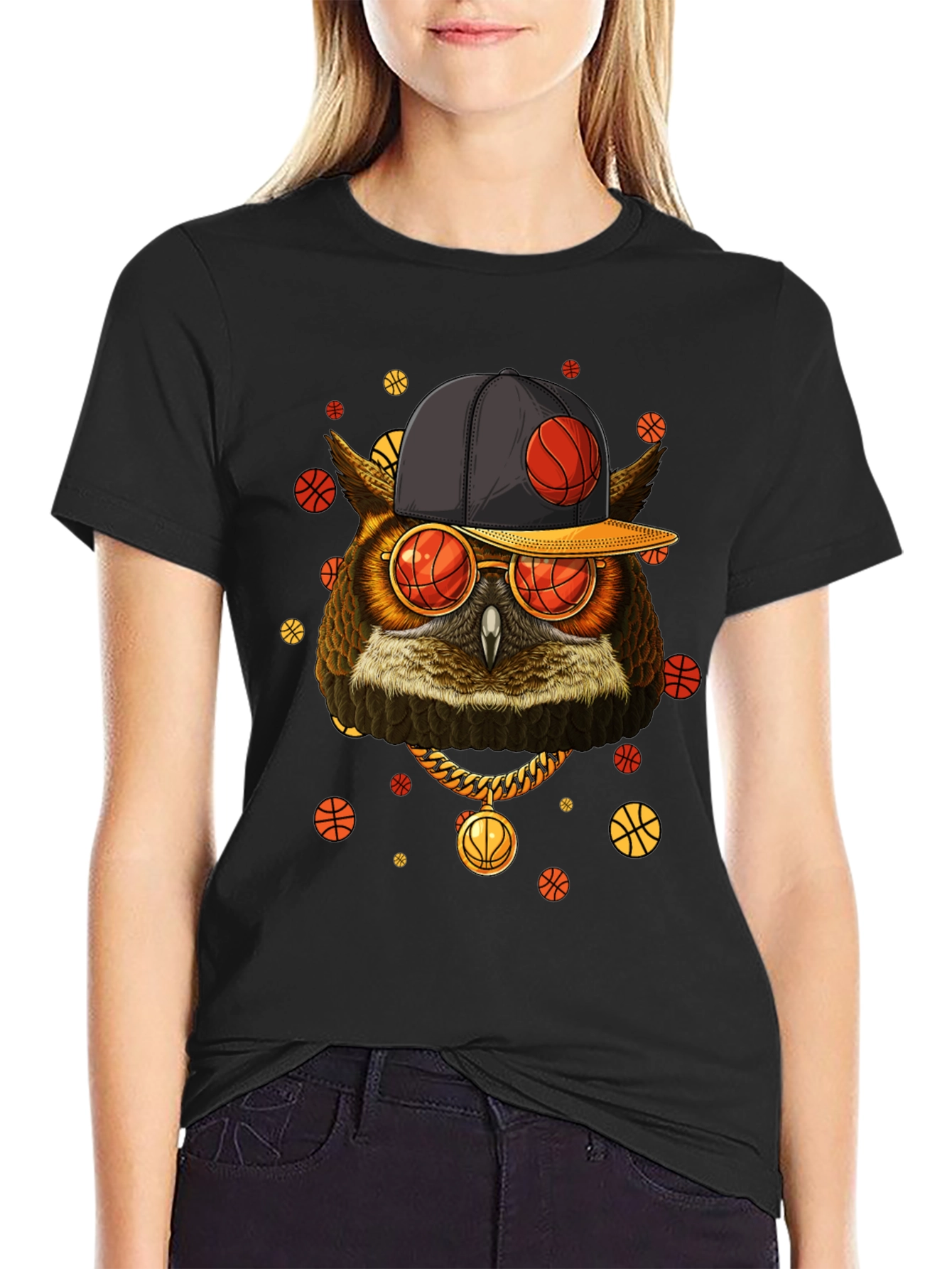 Cool Owl Basketball Graphic Tee
