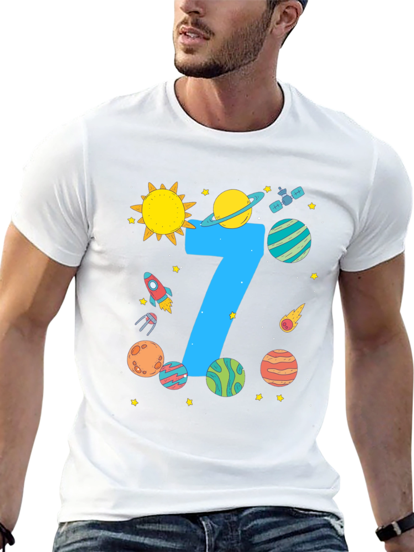 Space Themed 7th Birthday T-Shirt