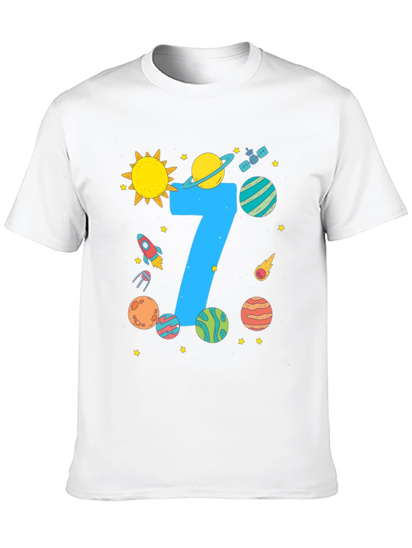 Space Themed 7th Birthday T-Shirt