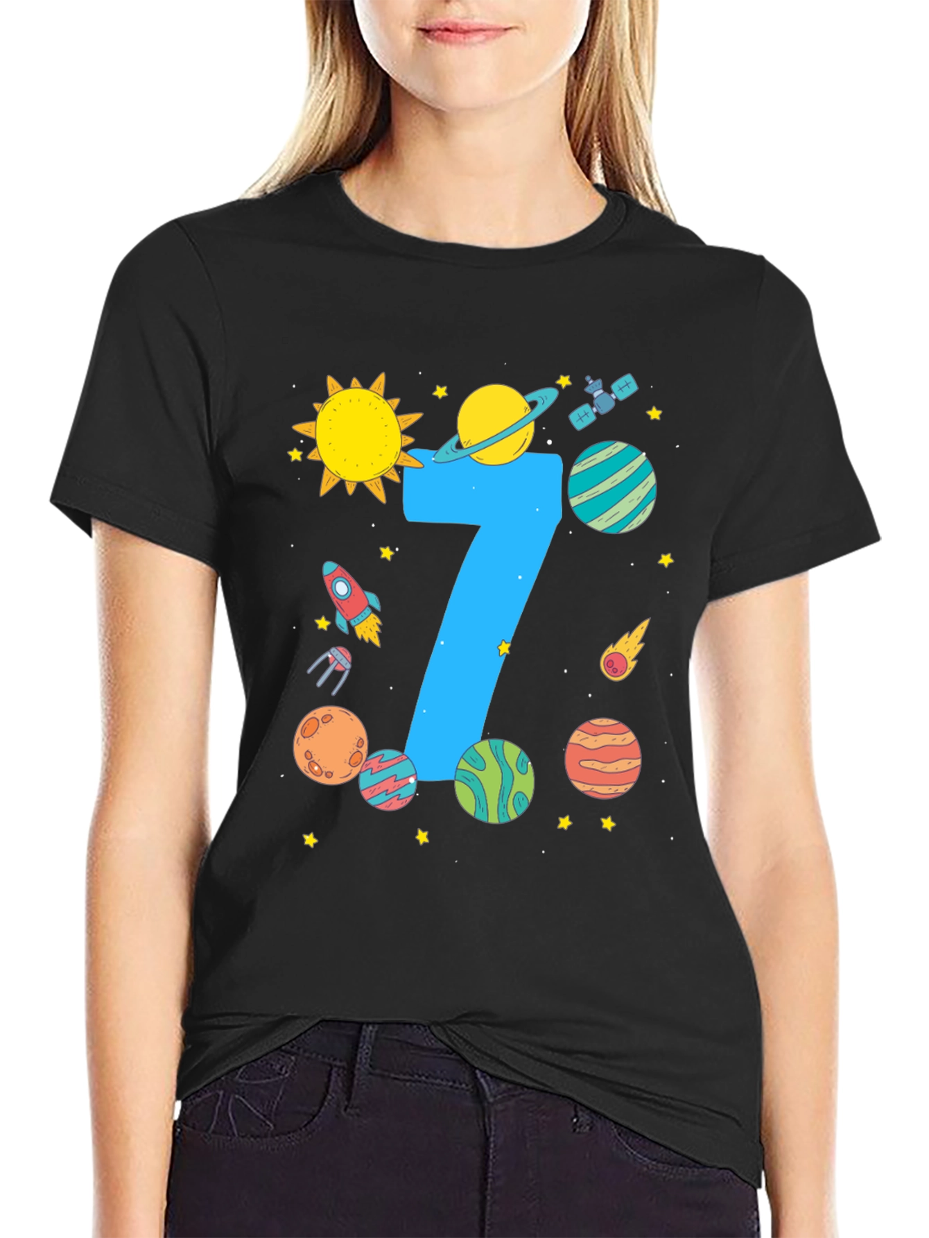 Space Themed 7th Birthday T-Shirt