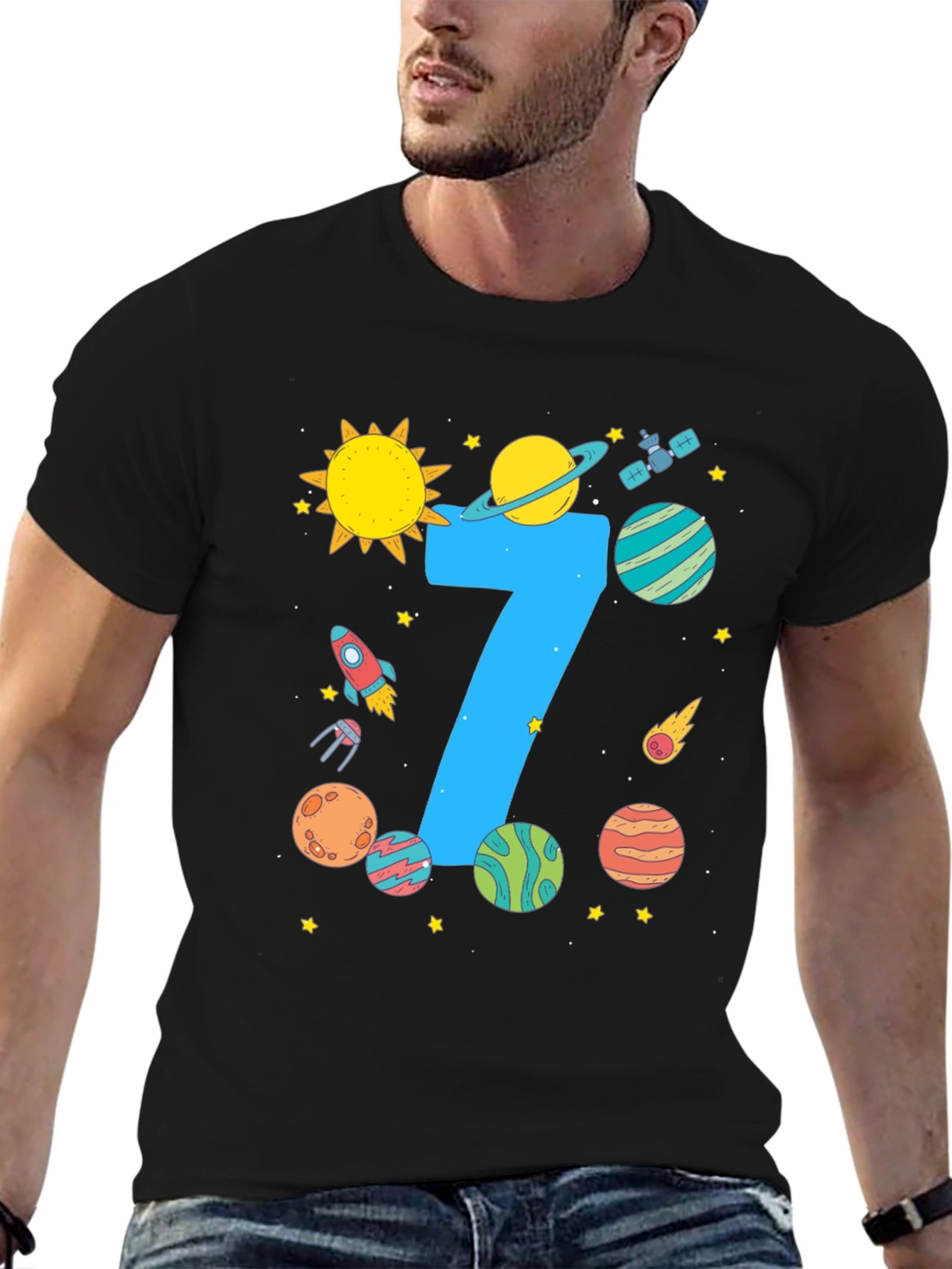 Space Themed 7th Birthday T-Shirt