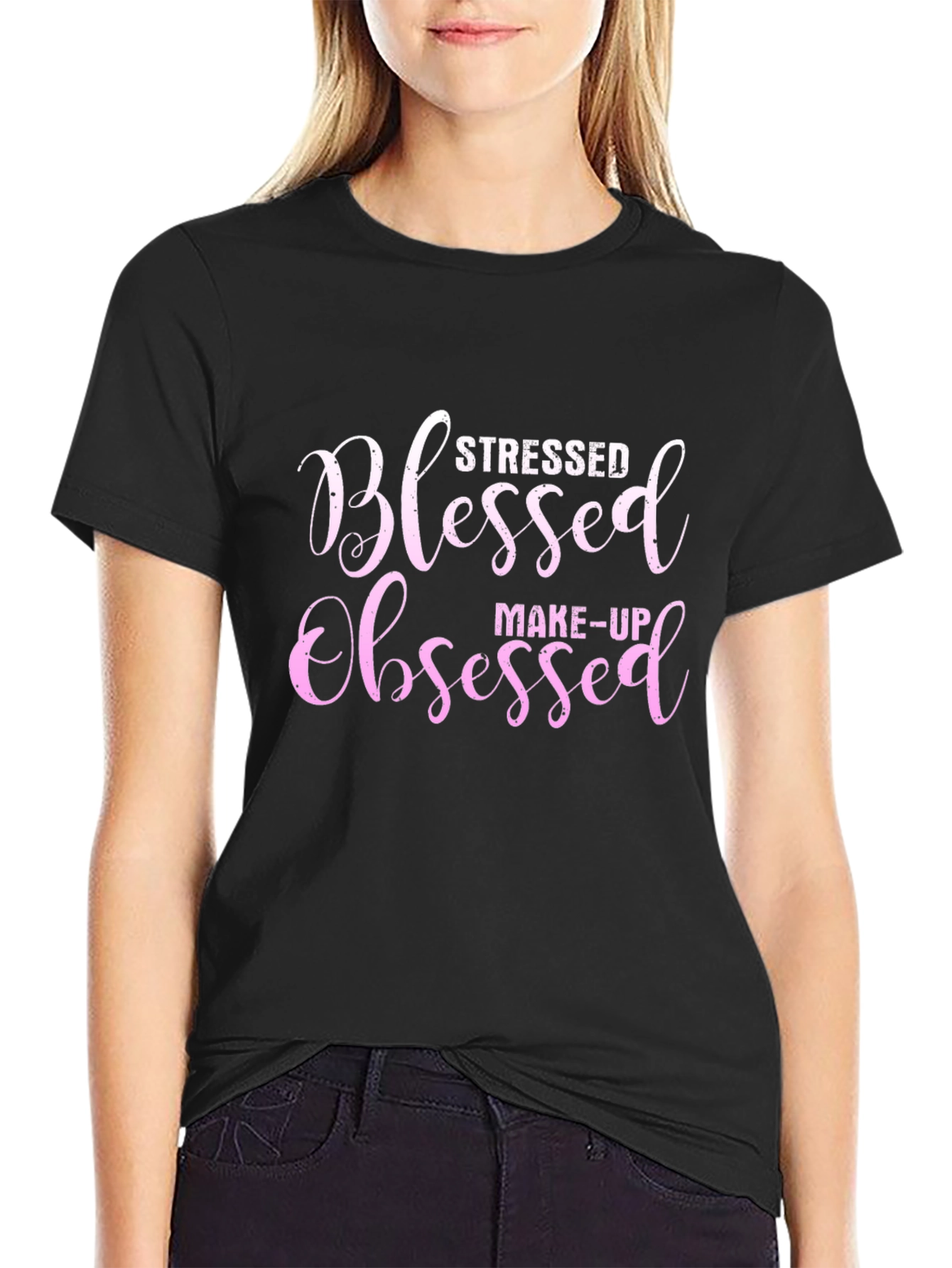 Stressed Blessed Obsessed T-Shirt Make-Up Lover Tee