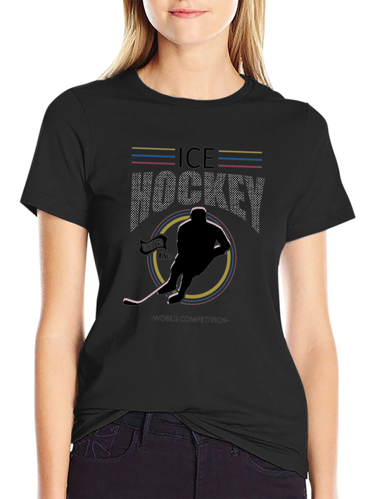 Ice Hockey Graphic Tee - World Competition Black T-Shirt