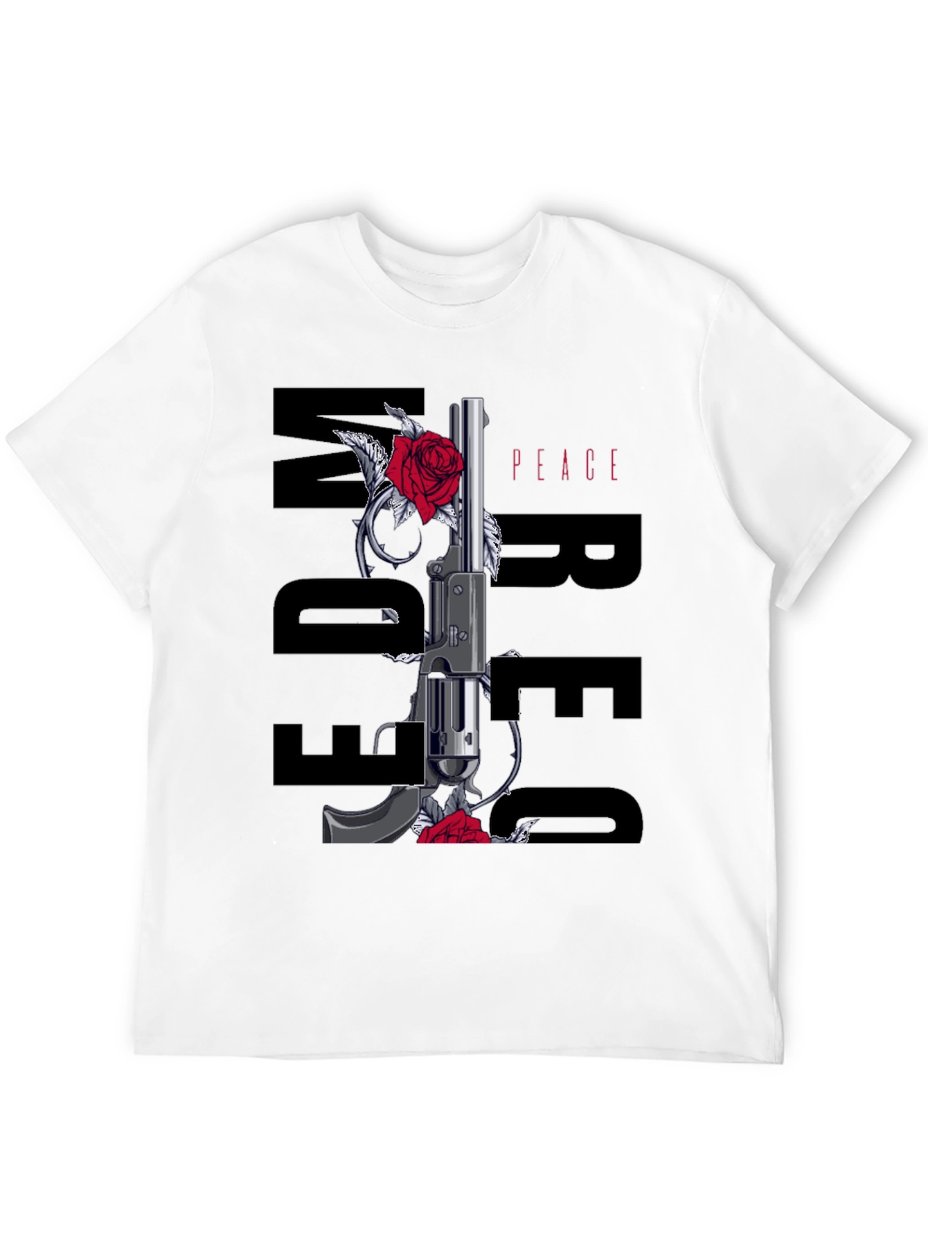 Freedom Peace Gun & Roses Graphic Tee