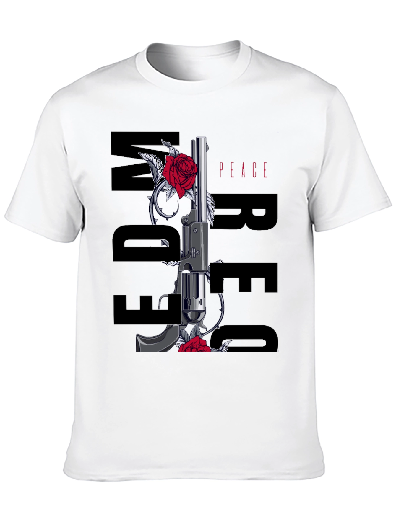 Freedom Peace Gun & Roses Graphic Tee