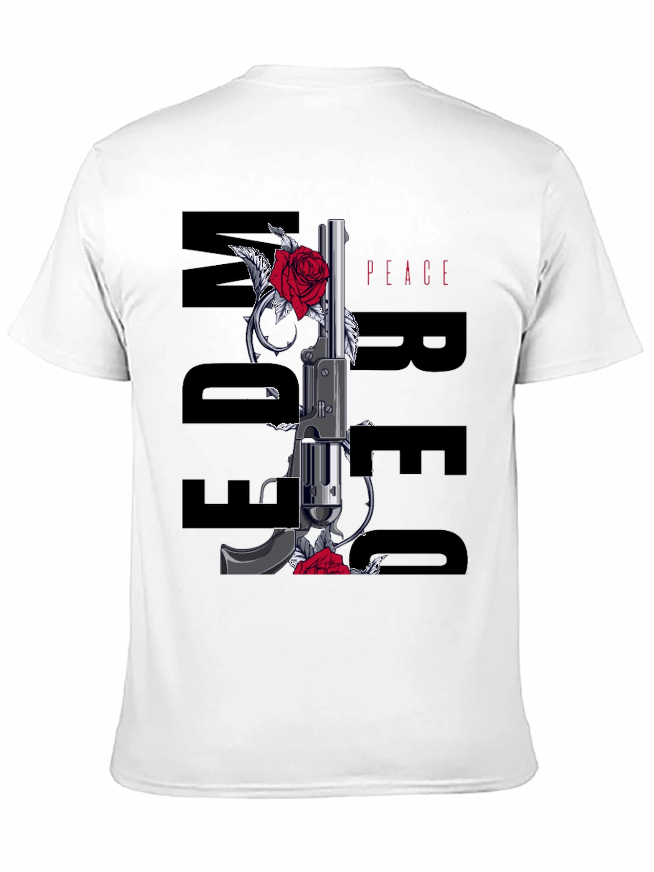 Freedom Peace Gun & Roses Graphic Tee
