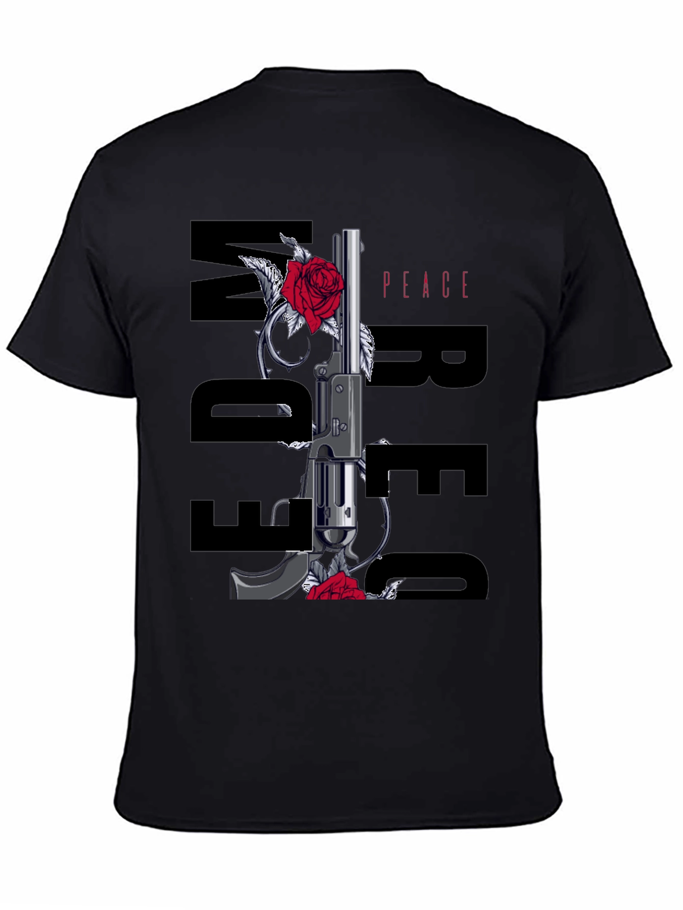 Freedom Peace Gun & Roses Graphic Tee