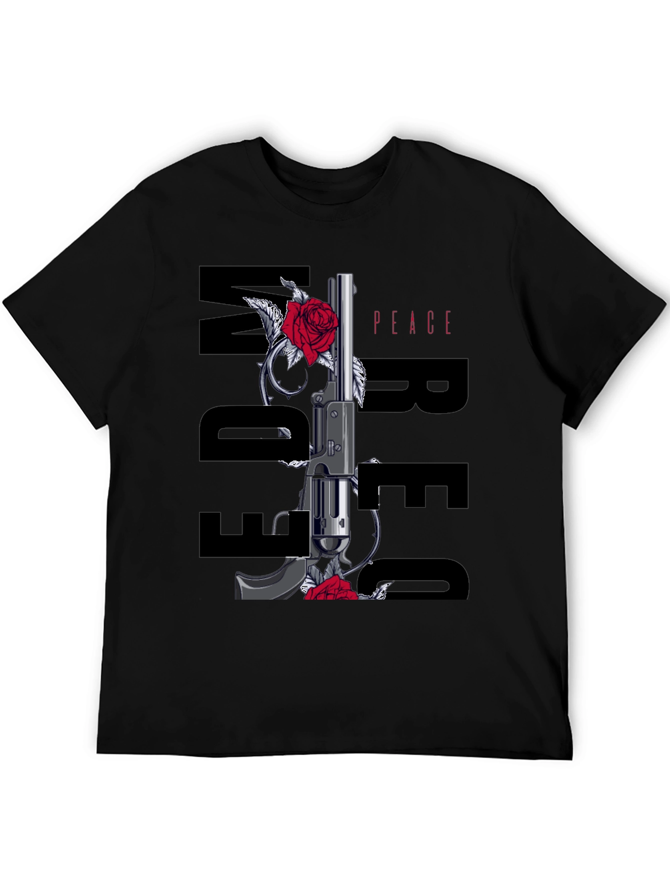 Freedom Peace Gun & Roses Graphic Tee