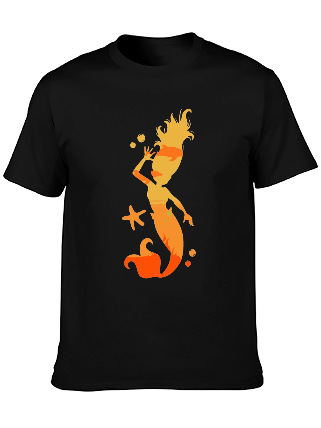 Mermaid Silhouette Graphic Black T-Shirt