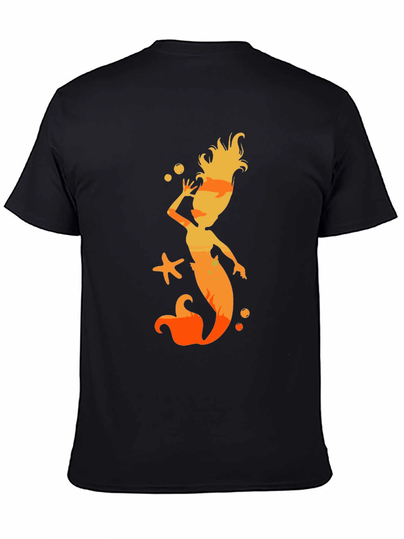 Mermaid Silhouette Graphic Black T-Shirt