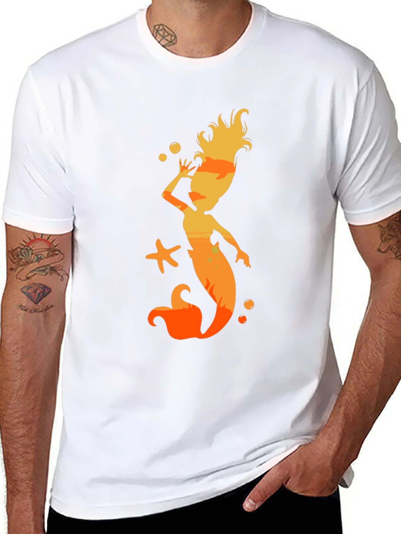 Mermaid Silhouette Graphic Black T-Shirt